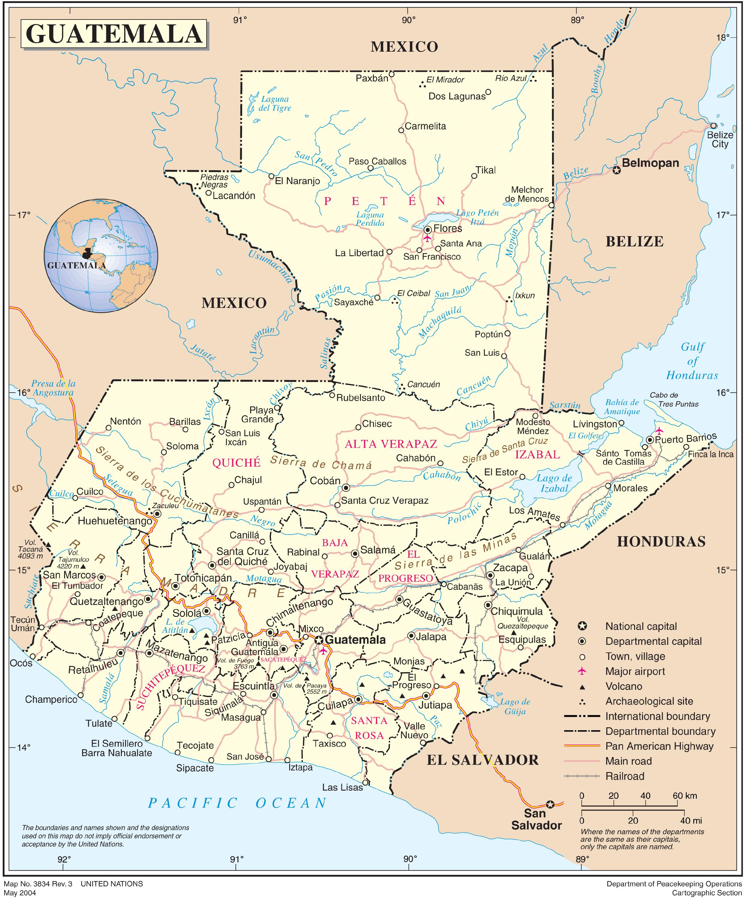 Mapa Político De Guatemala 2004 - Tamaño Completo