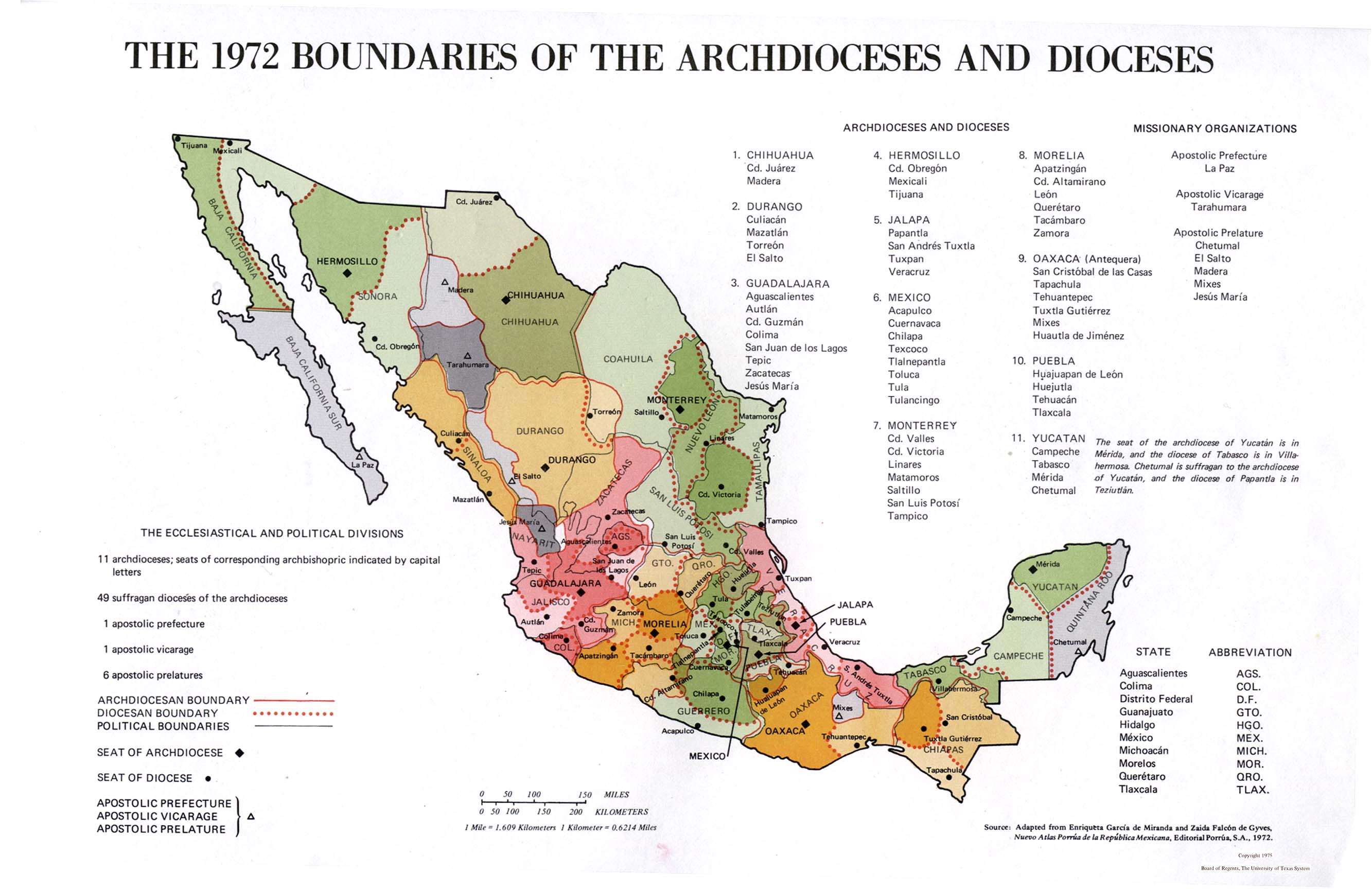 Archdioceses and Dioceses Map, Mexico - Full size | Gifex