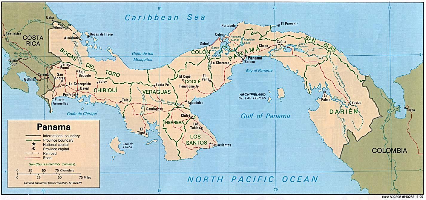 Mapa Político De Panamá 1995 Tamaño Completo 1615