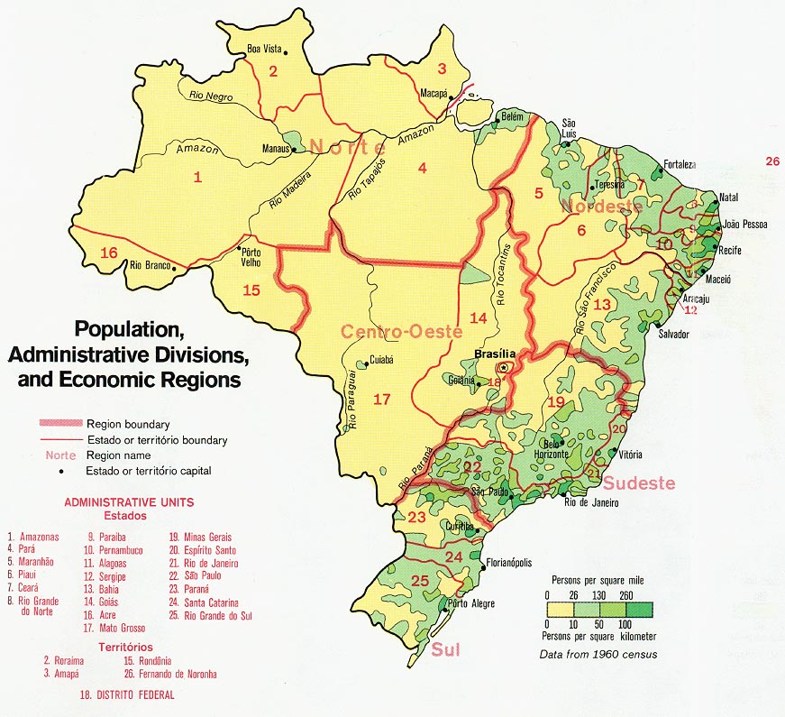 Brazil Population Administrative Divisions And Economic Regions Gifex