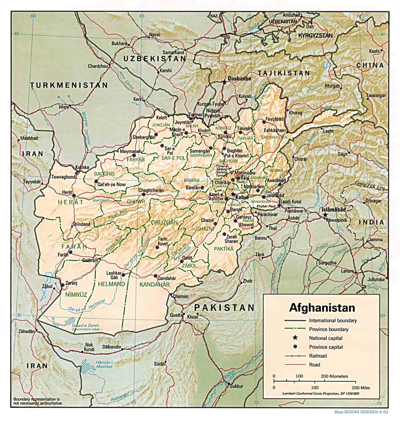 Mapa Fsico De Afganistn 1993 
