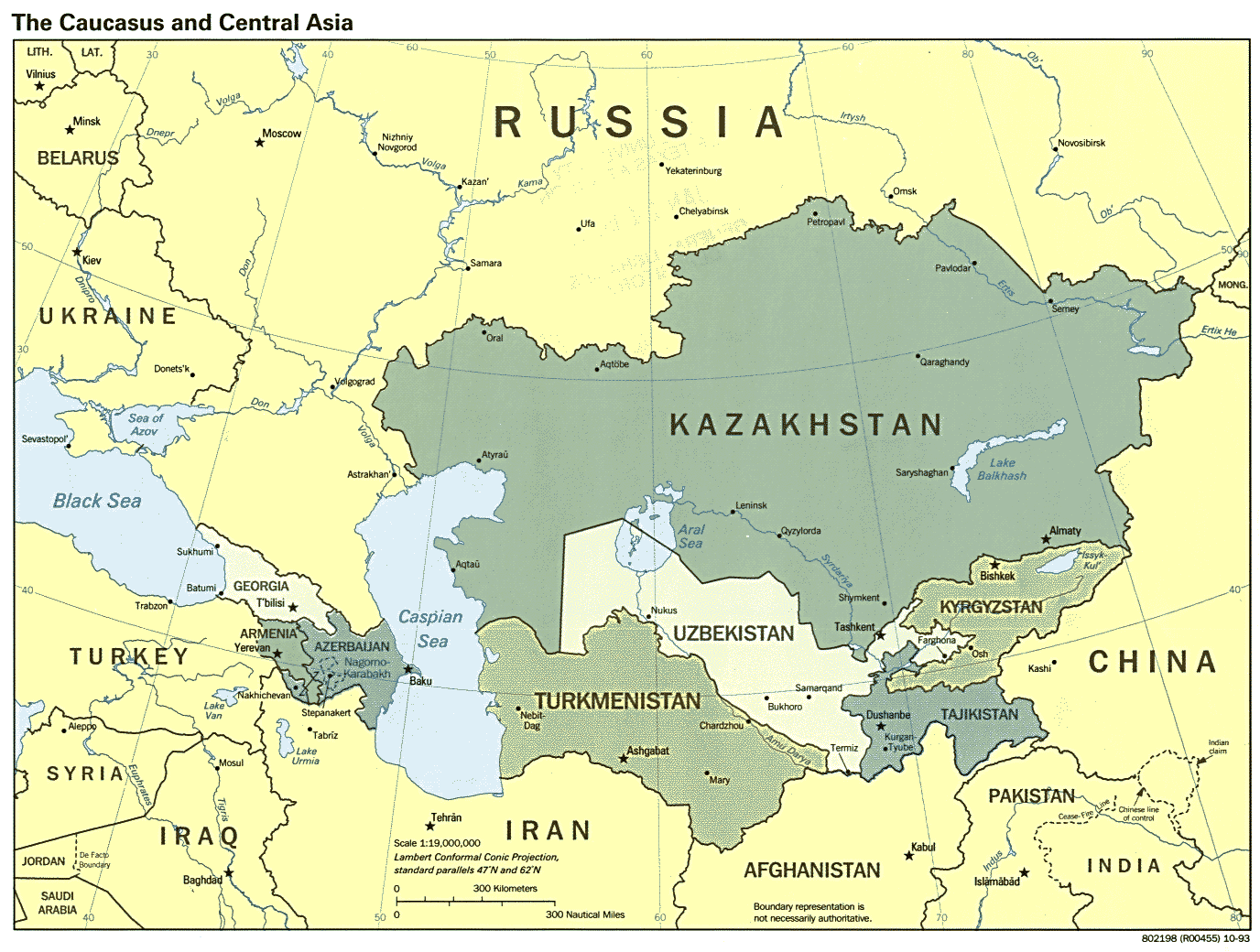 Mapa Del Cáucaso Y Asia Central Tamaño Completo 5684