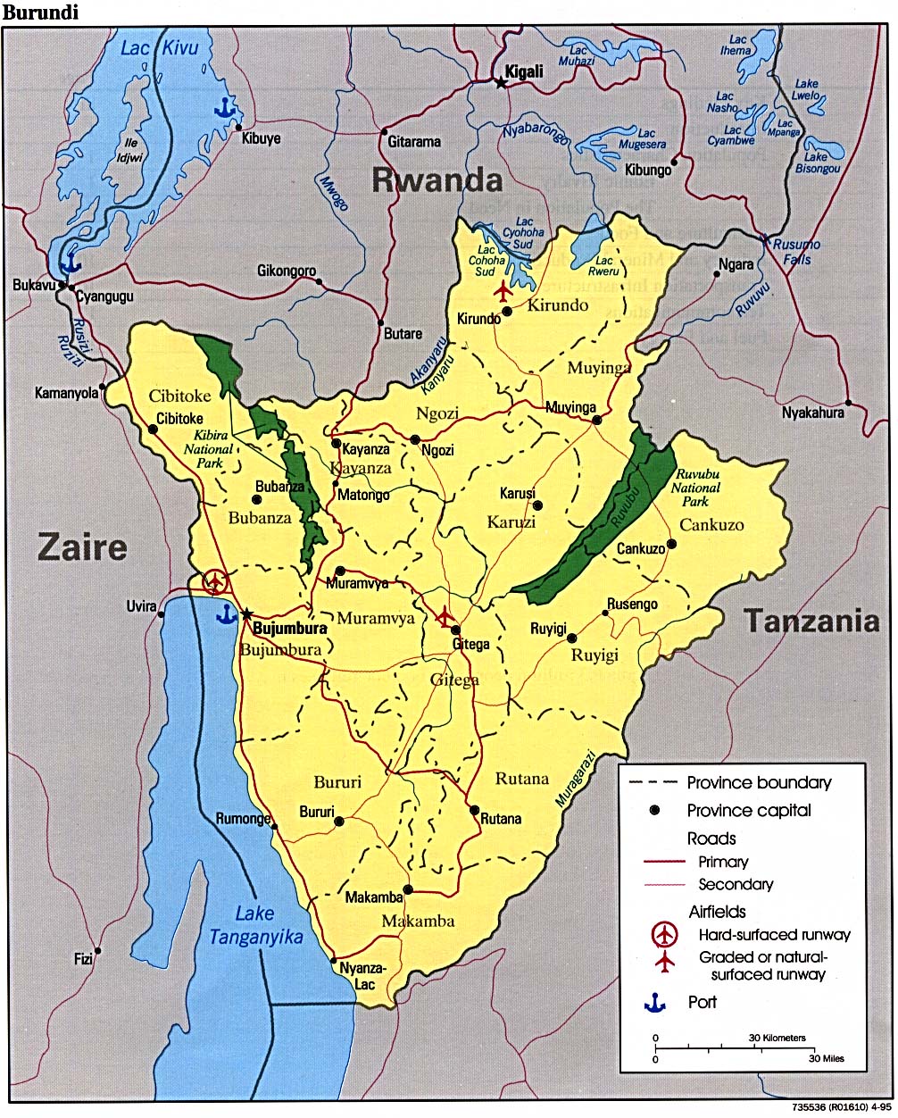 Mapa Político De Burundi 1995 Tamaño Completo 9973