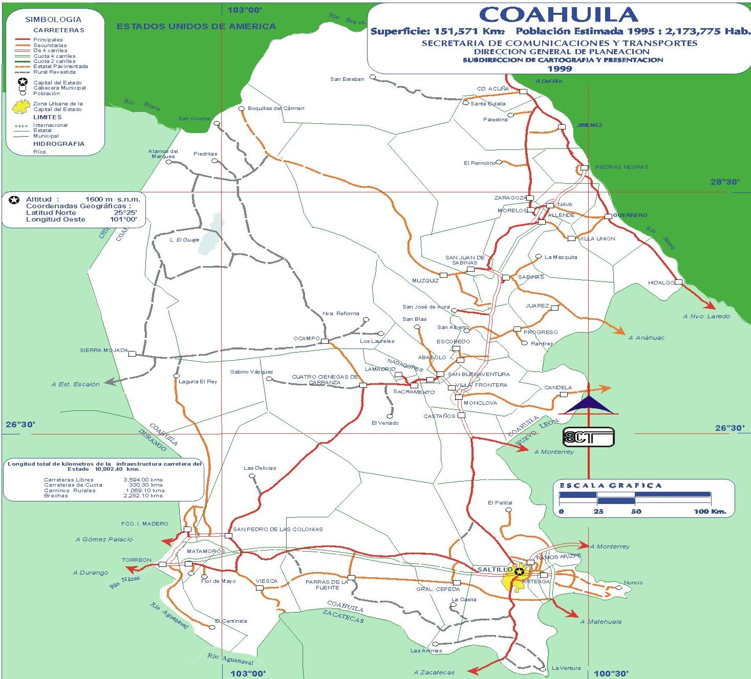 Coahuila map 1999 - Full size | Gifex