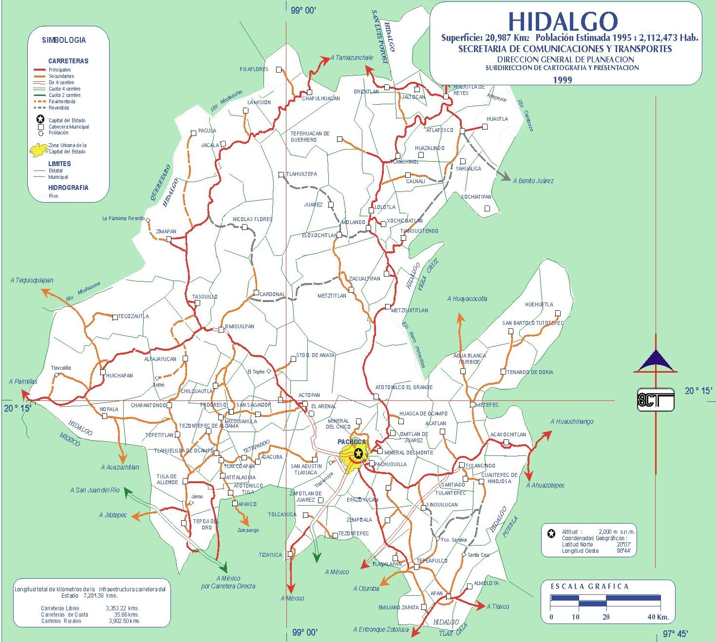 Mapa de carreteras de Hidalgo - Tamaño completo | Gifex