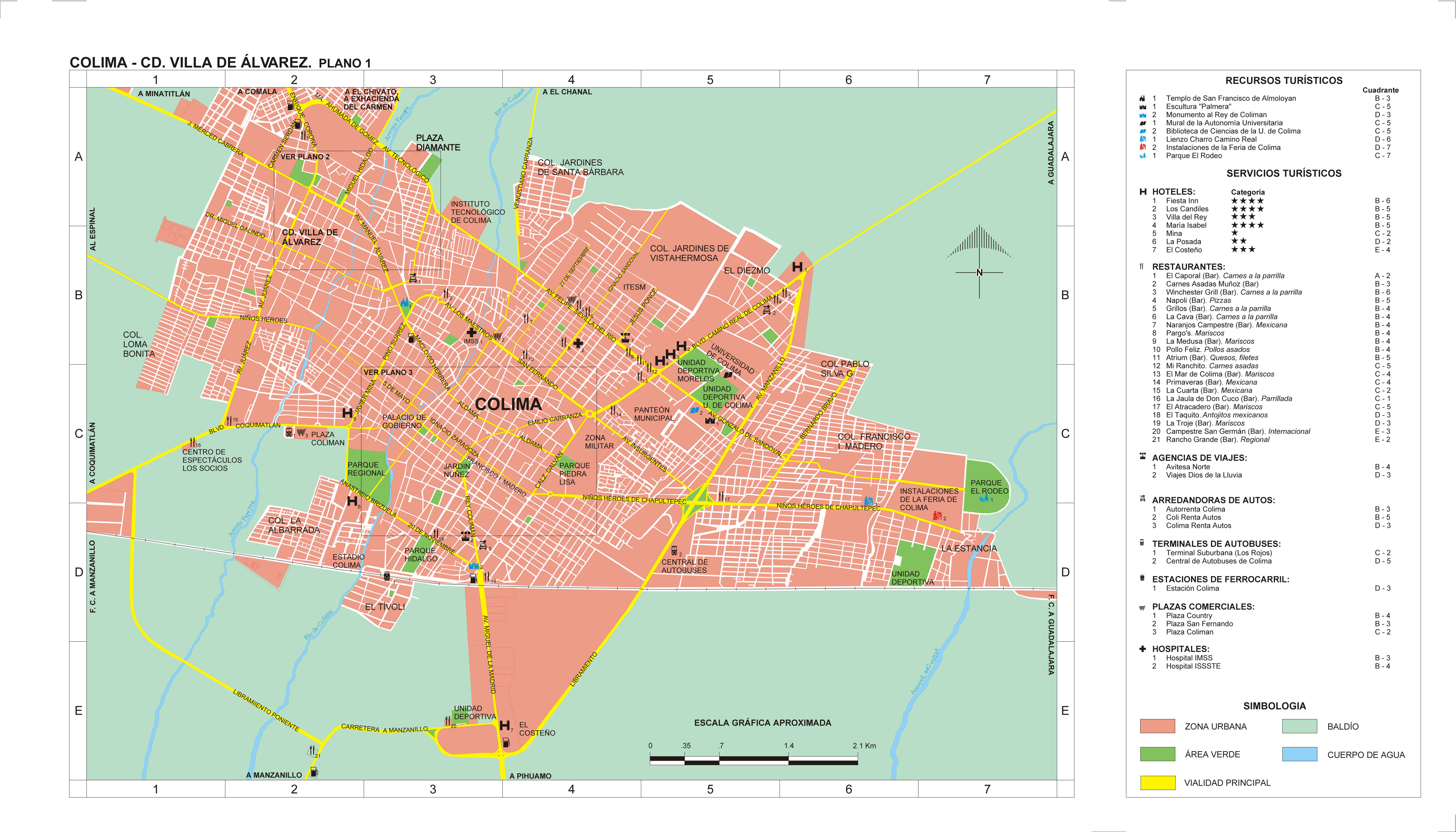 Villa de Álvarez map - Full size