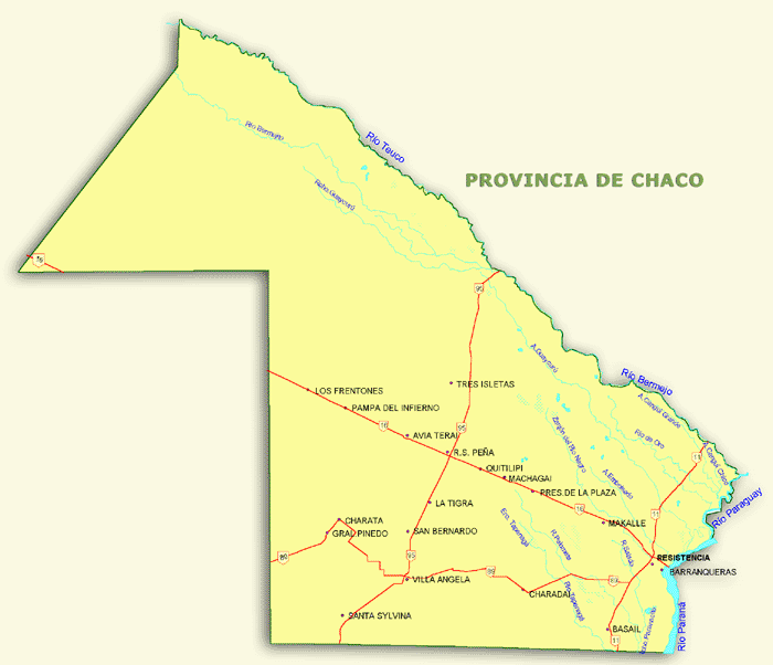 Rutas nacionales en la provincia del Chaco Gifex