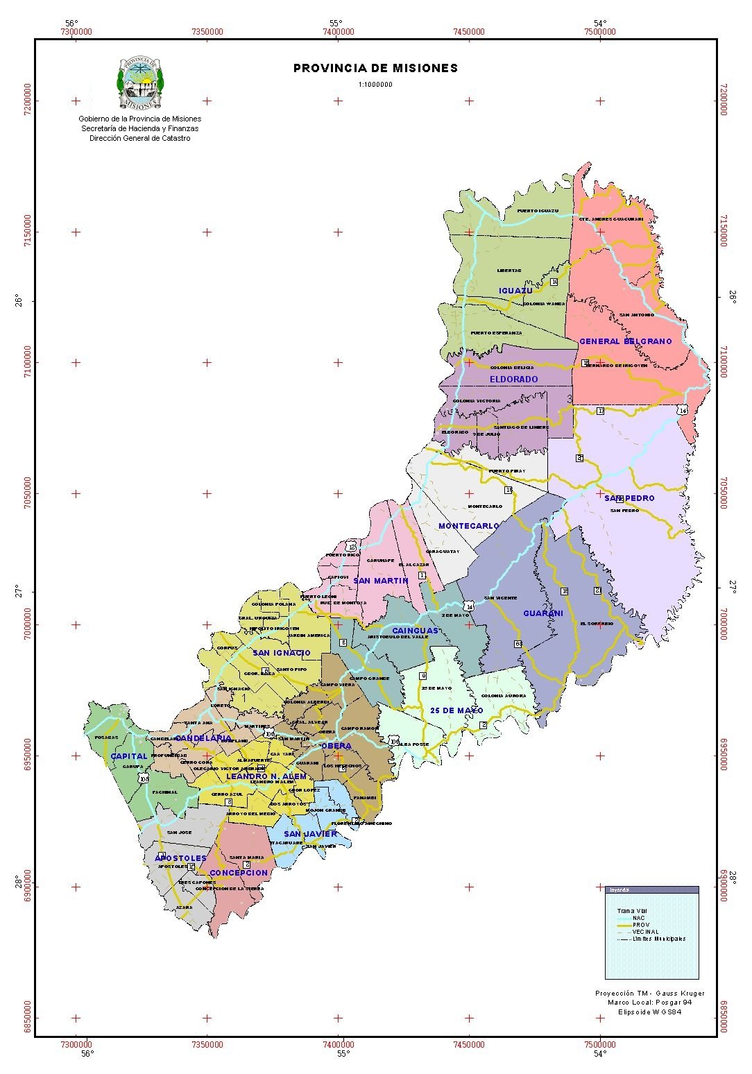 Political Map Of The Province Of Misiones Argentina Full Size Ex 9952