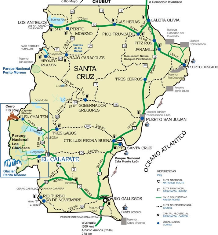 Mapa de la Provincia de Santa Cruz, Argentina Gifex