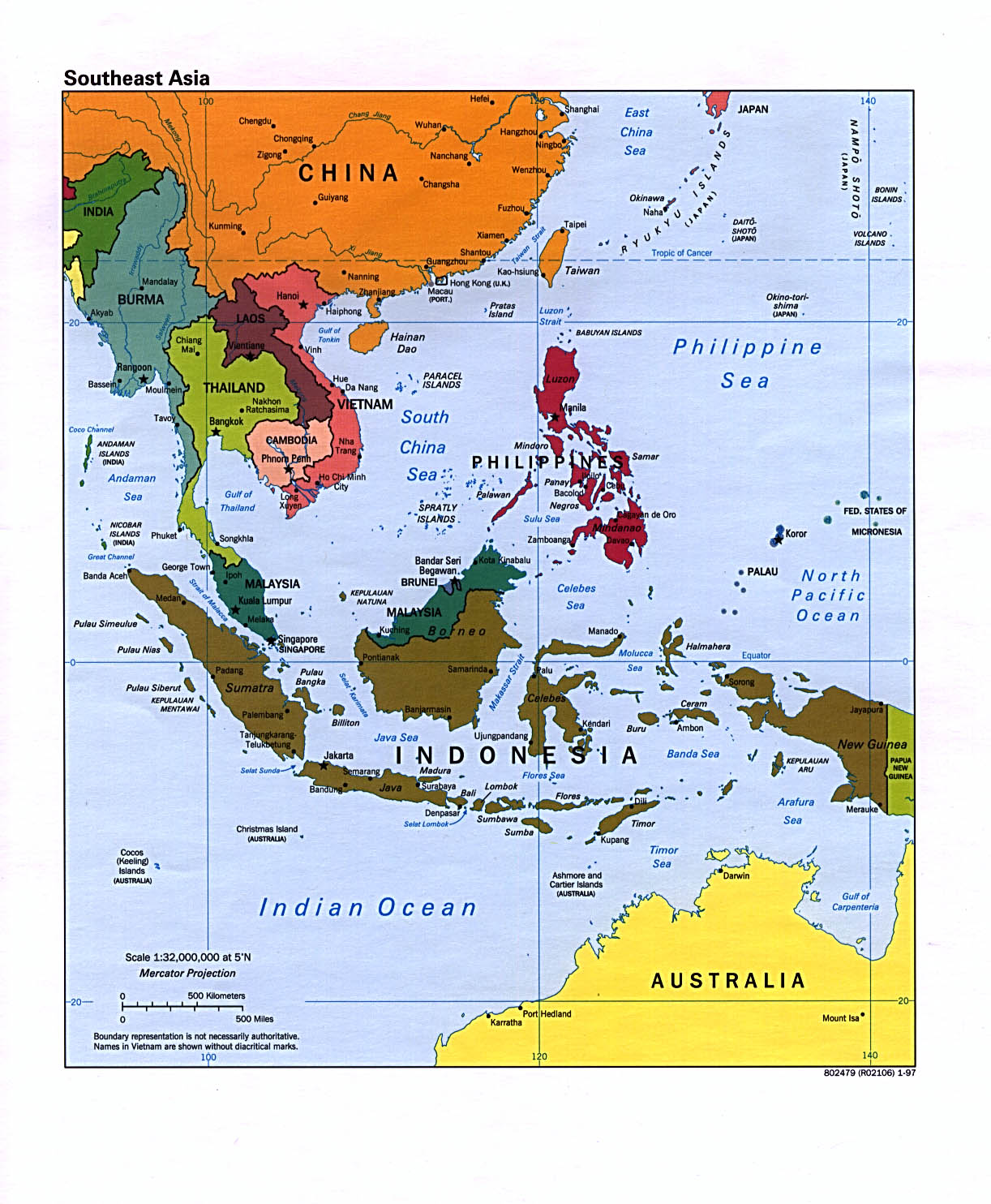 Southeast Asia Political Map 1997 