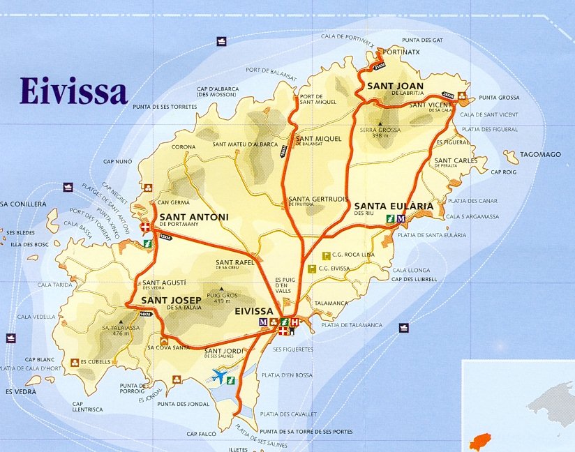 Ibiza Island road map - Full size