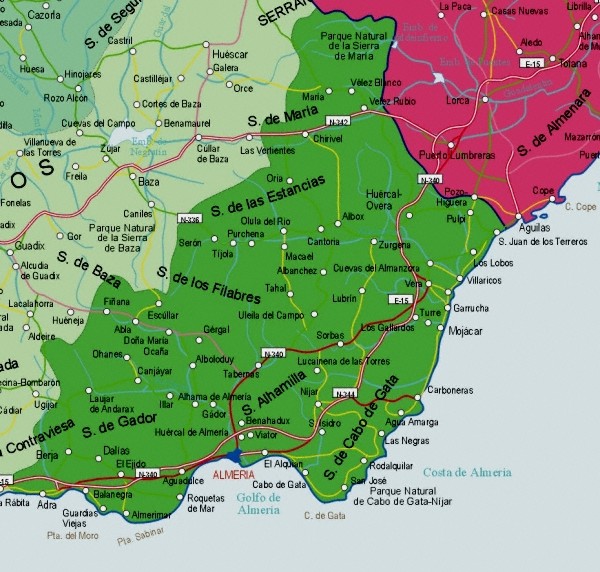 mapa provincia almeria Mapa de la Provincia de Almería   Tamaño completo | Gifex