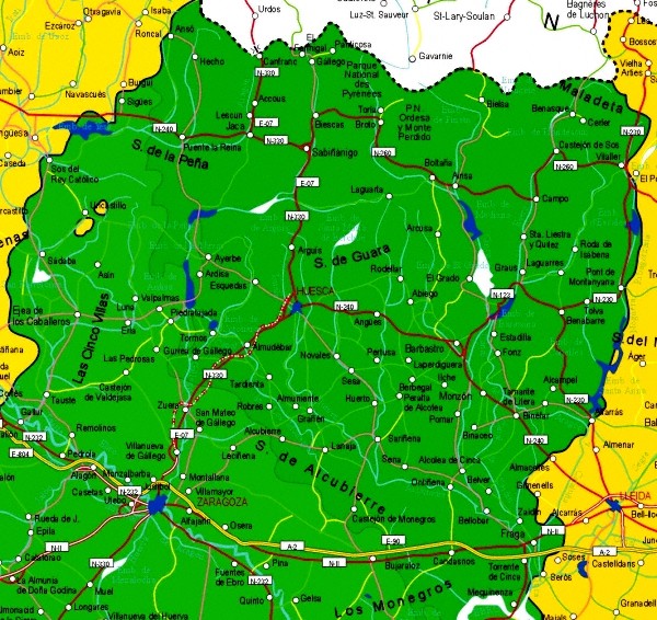 Mapa De Carreteras De La Provincia De Huesca Tamaño Completo