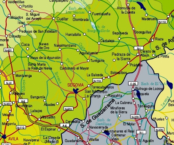 Mapa De Carreteras De La Provincia De Segovia 