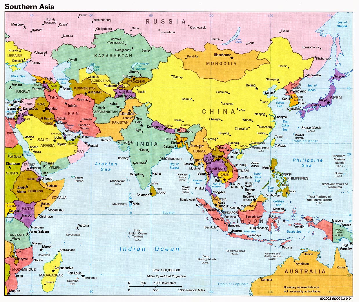 Mapa Politico De Asia Meridional 1994 Tama O Completo   Mapa Politico De Asia Meridional 1994 