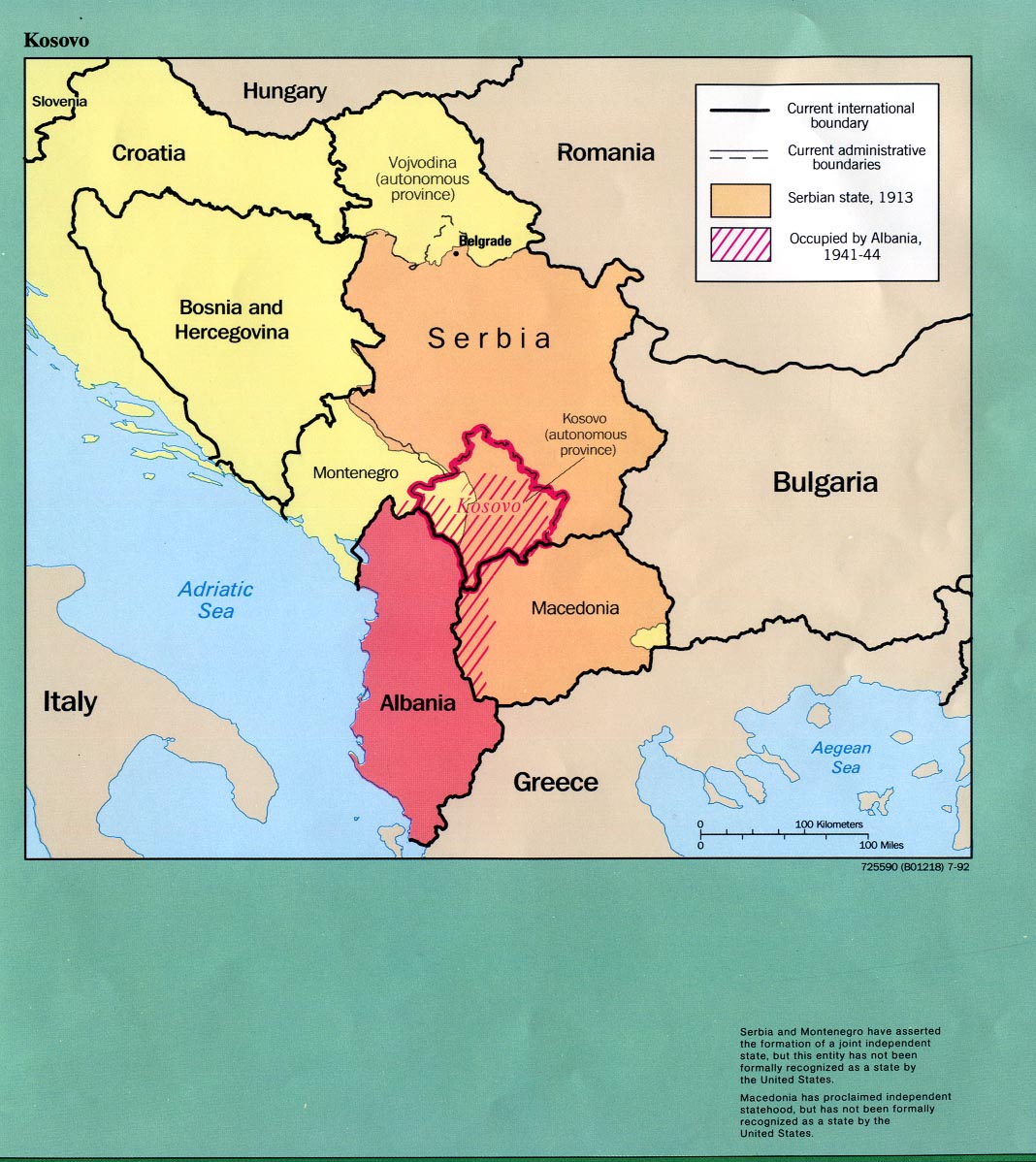 Mapa De Las Fronteras Hist Ricas De Kosovo 1913 1992 Tama O Completo   Mapa De Las Fronteras Histricas De Kosovo 1913    1992 