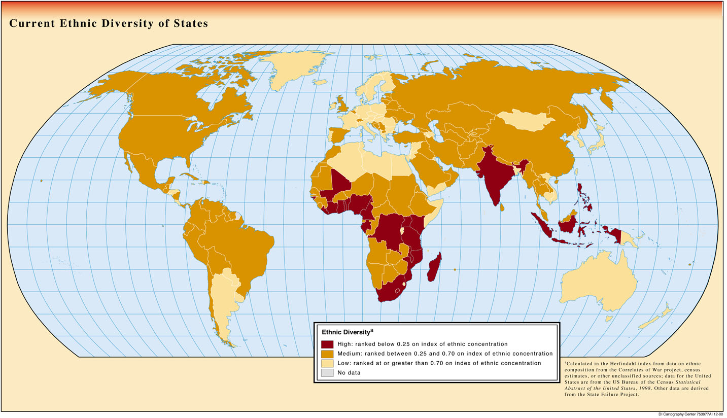 Diversidad Étnica Por Países En El Mundo 2000 - Tamaño Completo