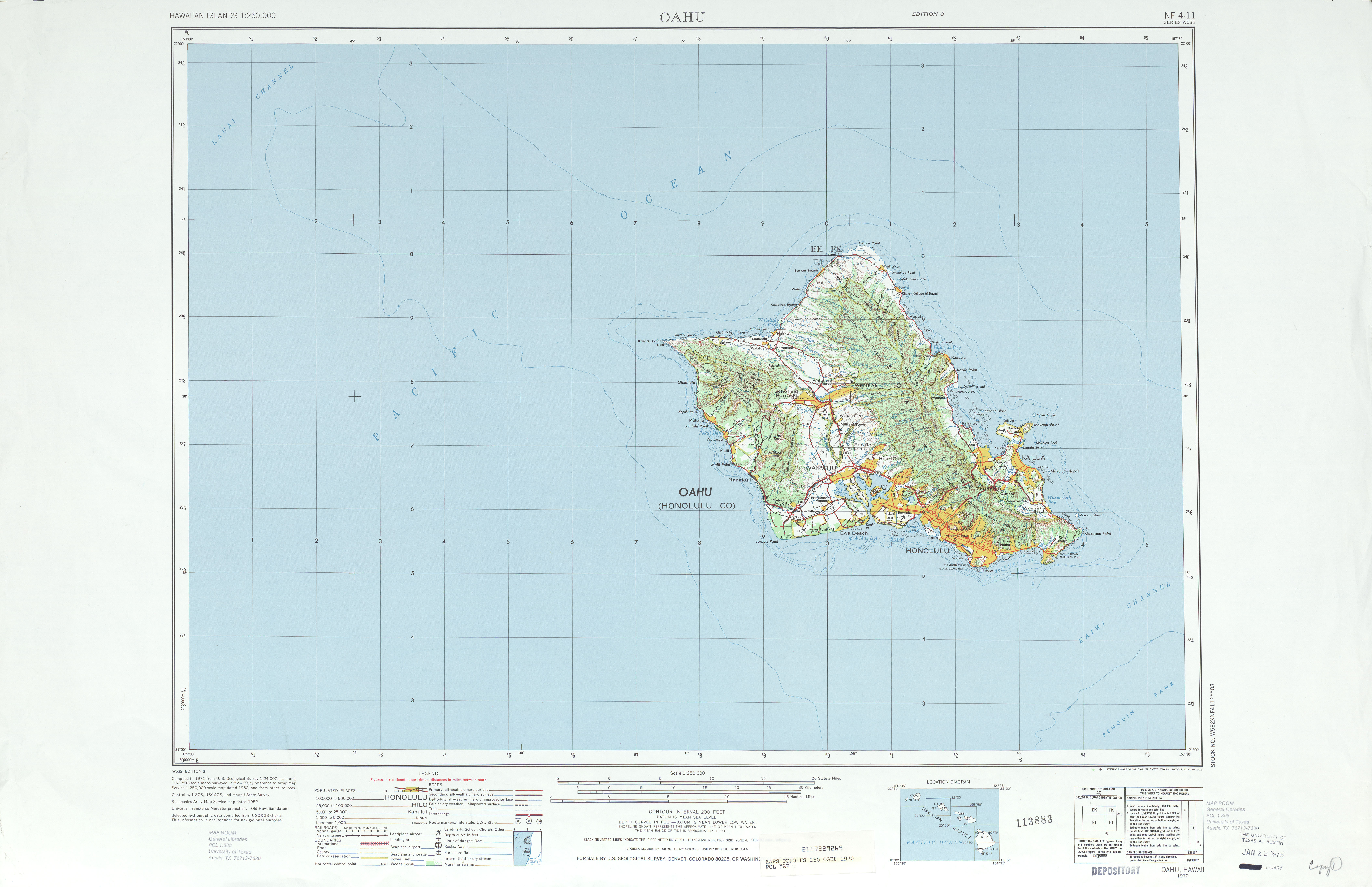 Гавайи топографическая карта