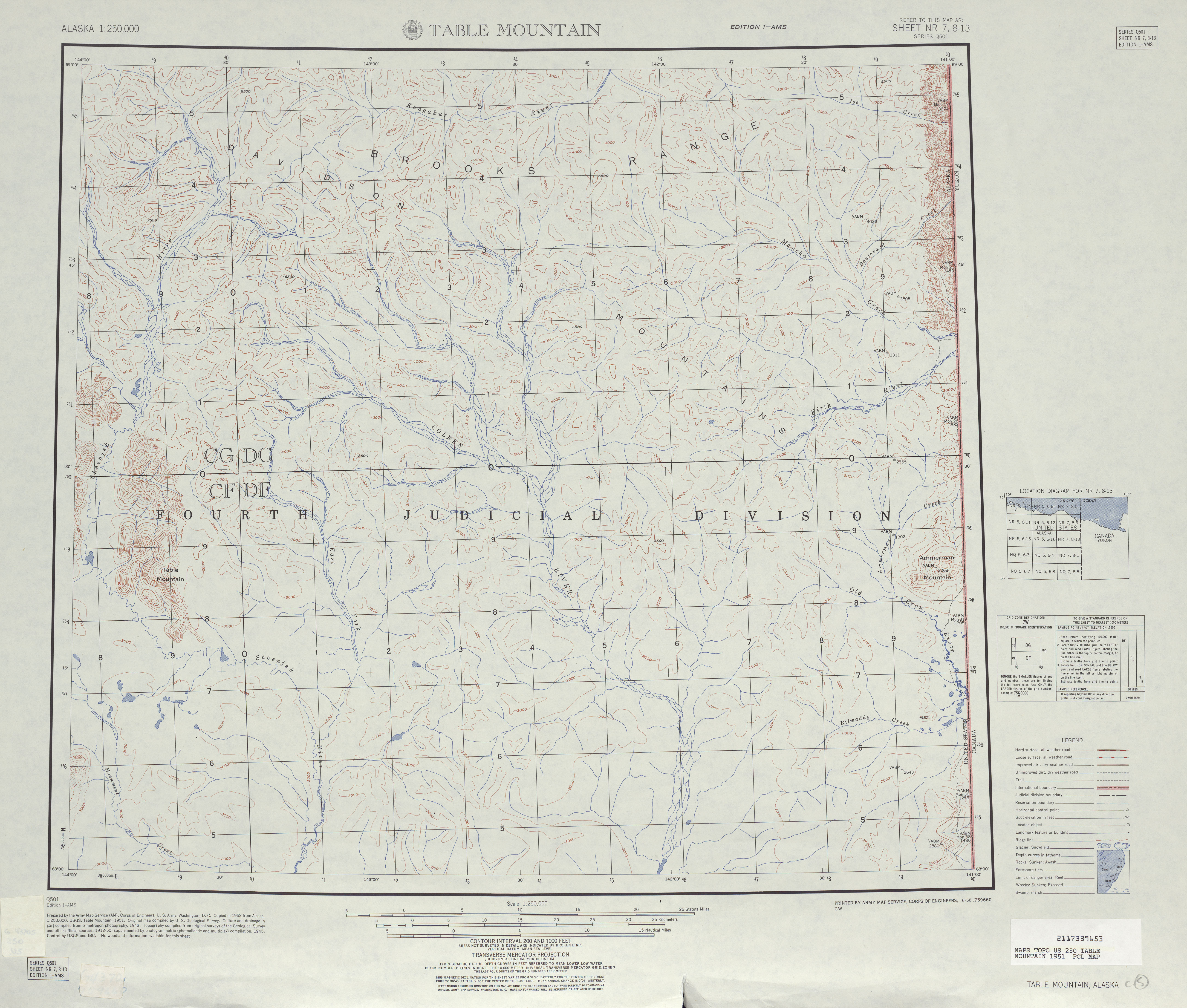 Hoja Table Mountain del Mapa Topográfico de los Estados Unidos 1951