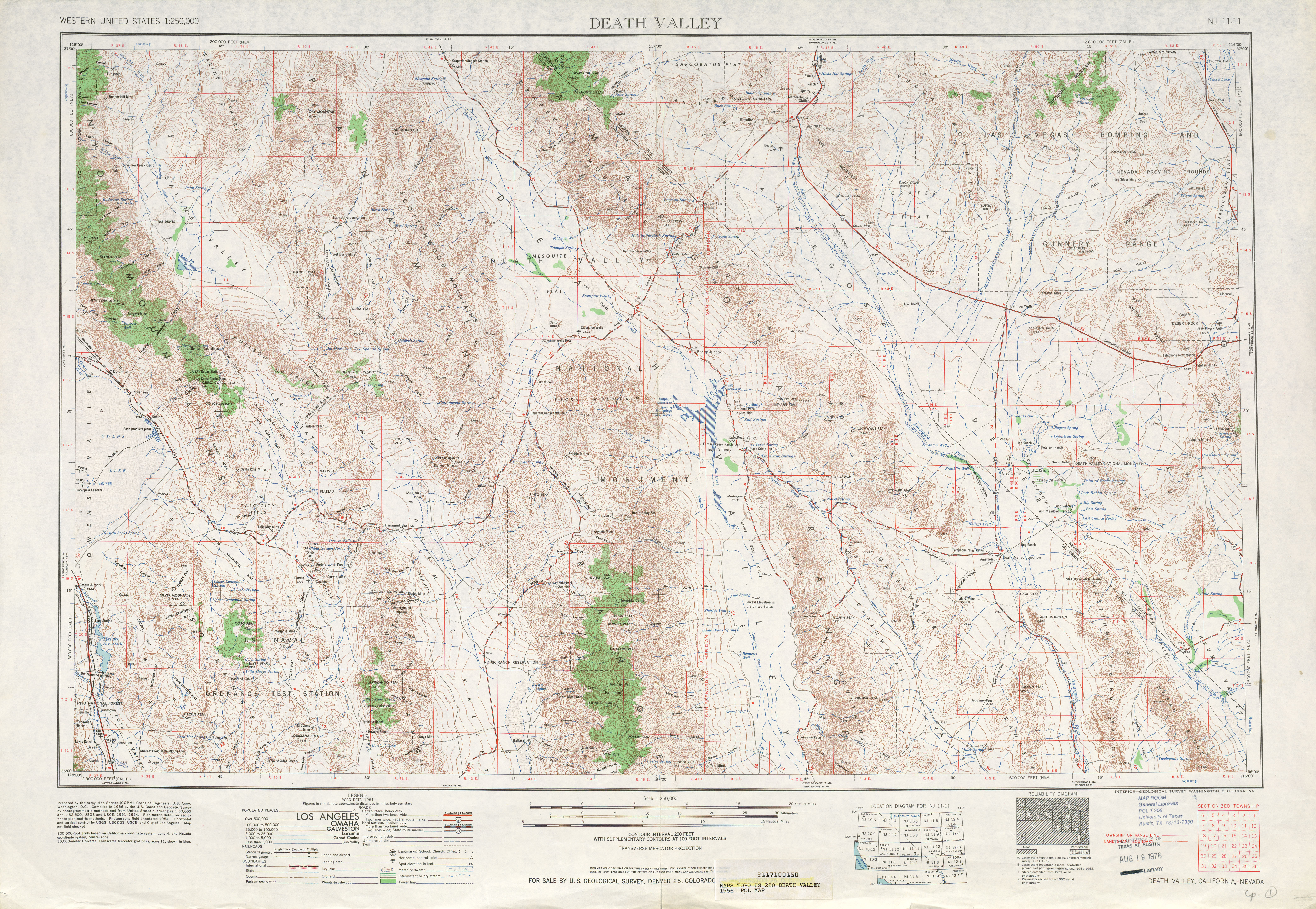 Death Valley Topographic Map Sheet, United States 1956 - Full size