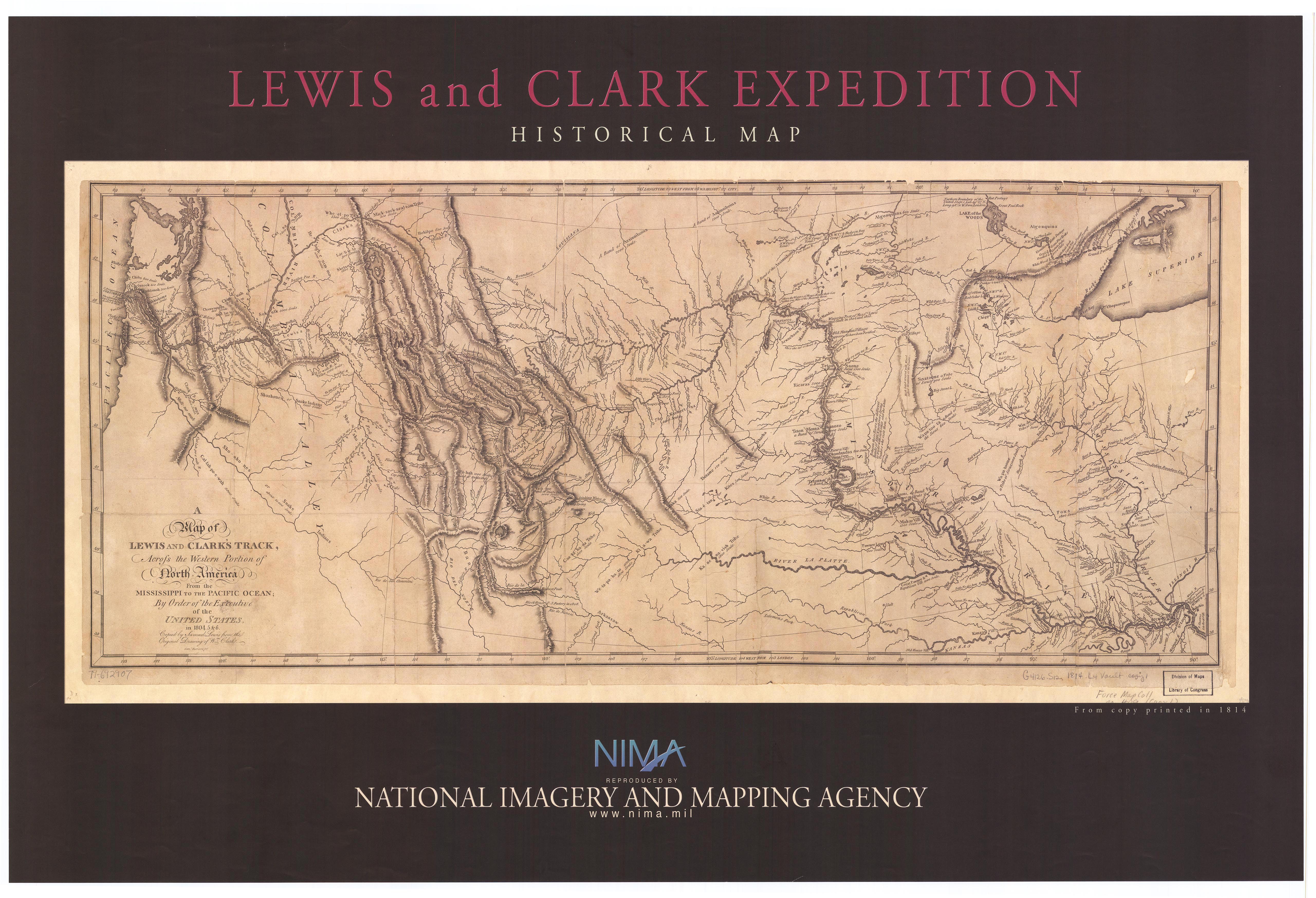 Mapa de Expedición de Lewis y Clark 1804 - 1806 - Tamaño completo