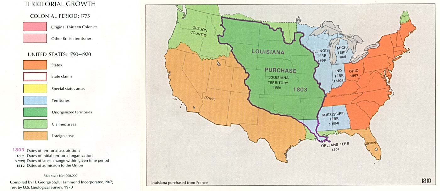 Mapa Del Crecimiento Territorial De Estados Unidos  1810 