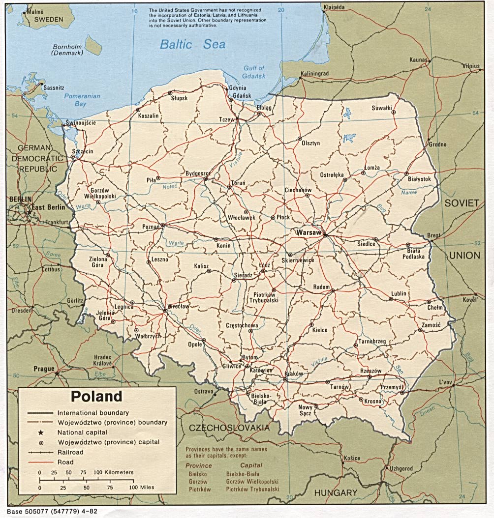 Mapa Pol Tico De Polonia 1982 Tama O Completo Gifex   Mapa Politico De Polonia 1982 