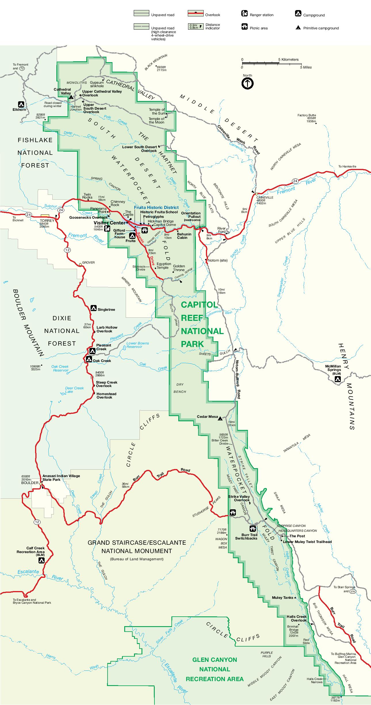 Capitol Reef National Park Map - Full size | Gifex