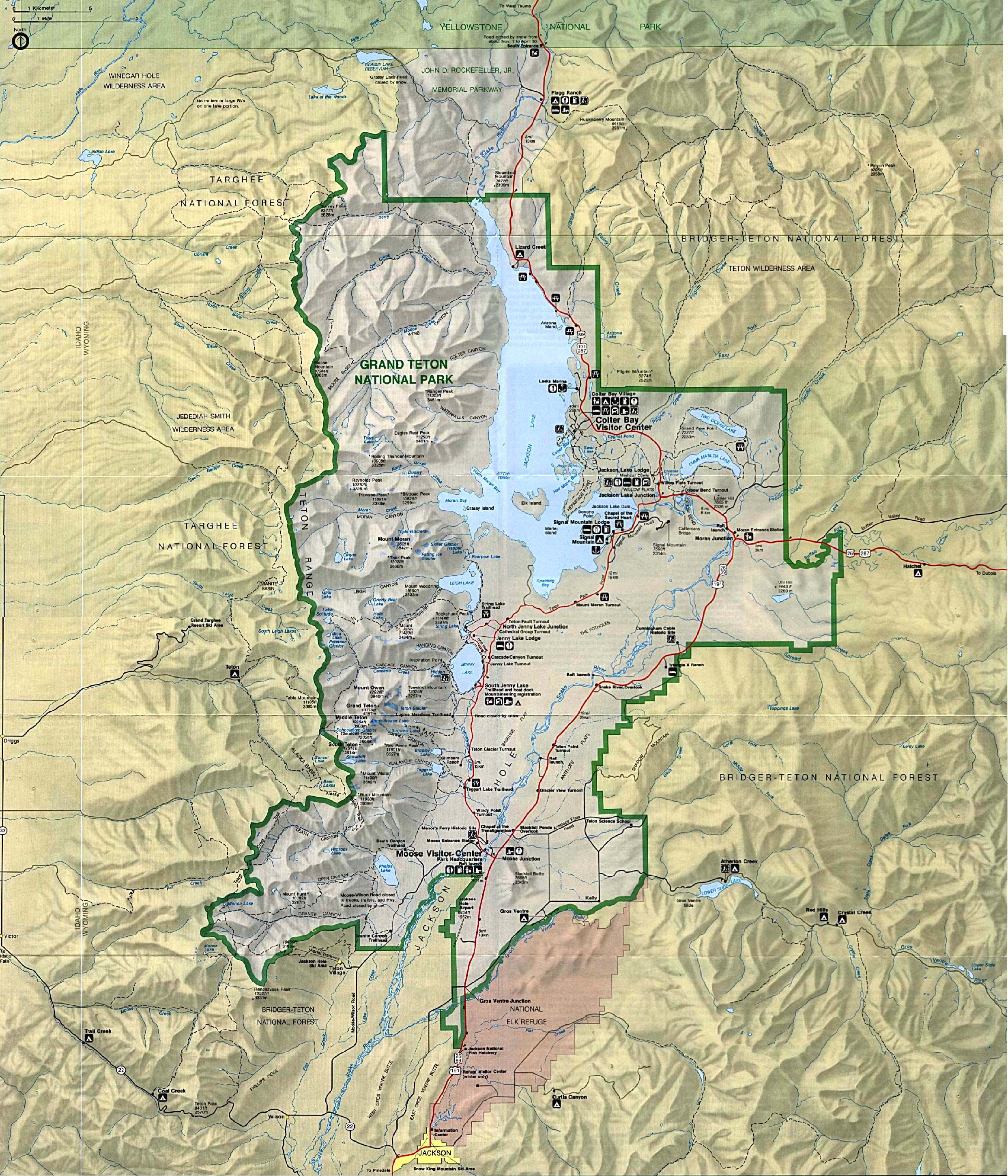 Mapa Del Parque Nacional De Grand Teton 
