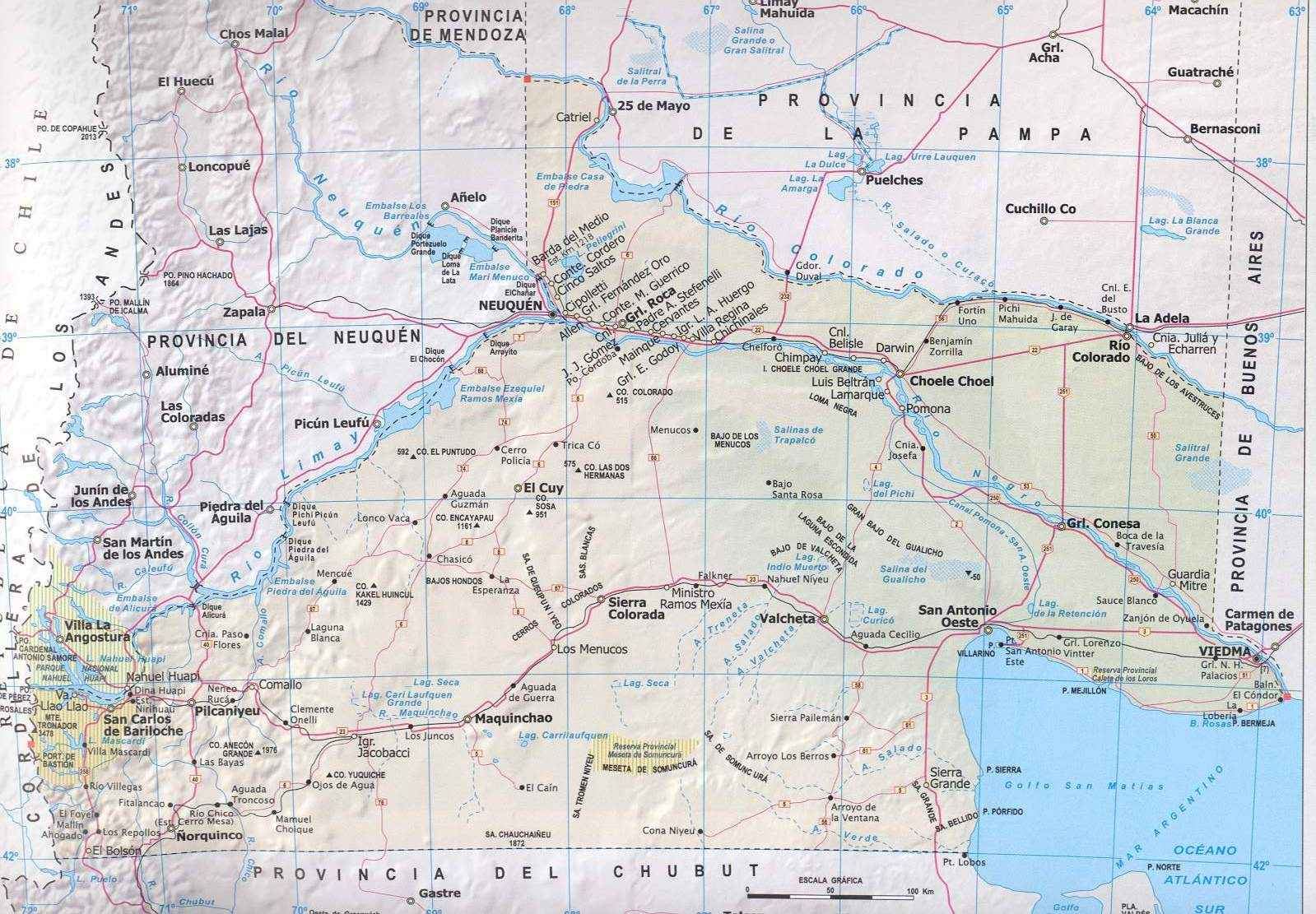 Mapa de la Provincia de Rio Negro, Argentina | Gifex