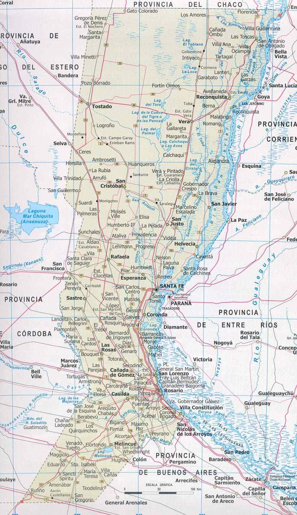 Mapa De La Provincia De Santa Fe Argentina Tamaño Completo Ex