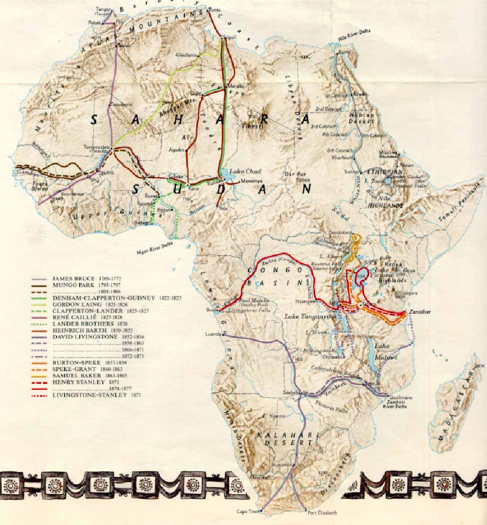 Explorers routes in Africa 1769-1877 - Full size  Gifex