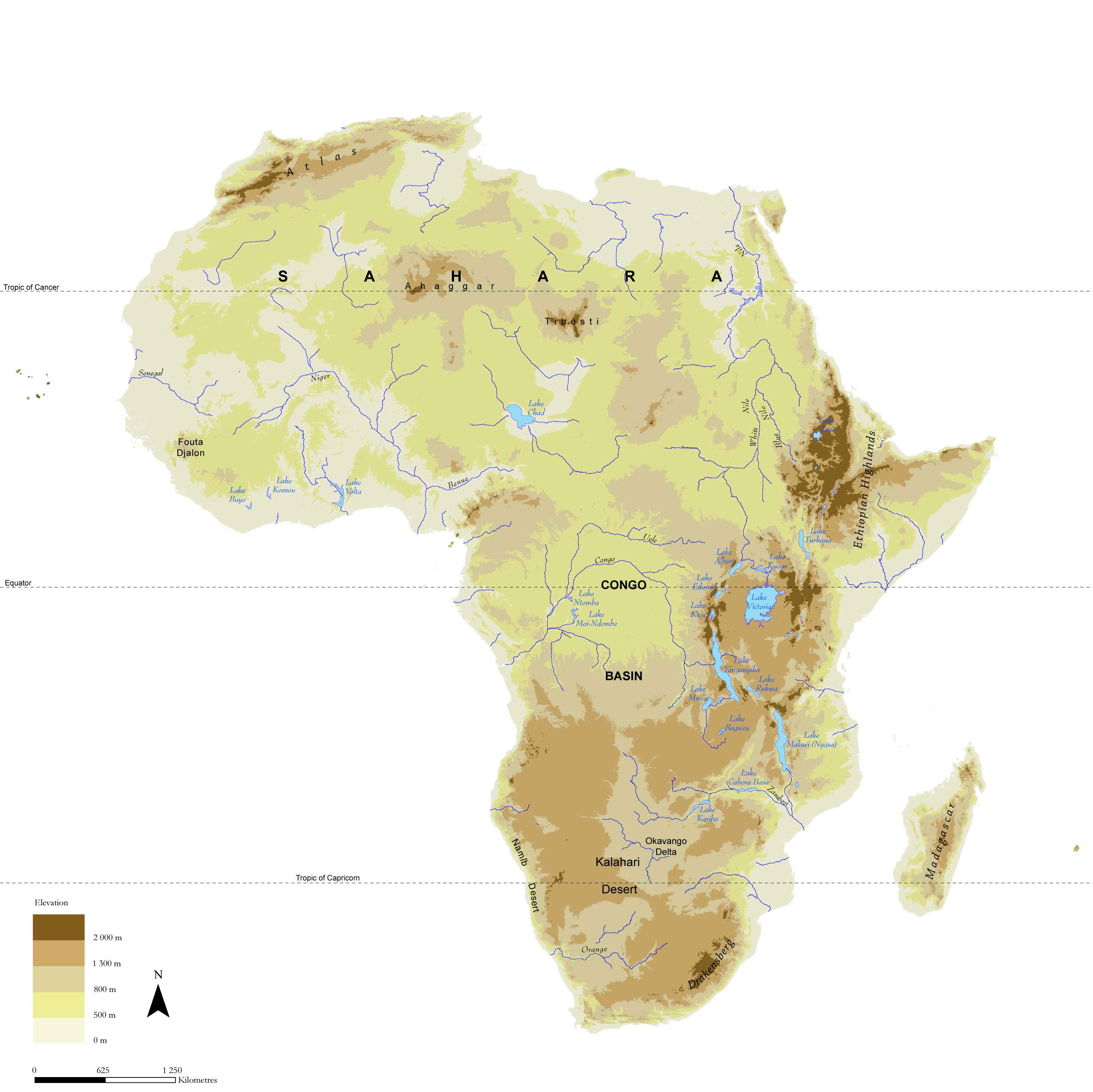 Africa Physical Map Full Size Gifex