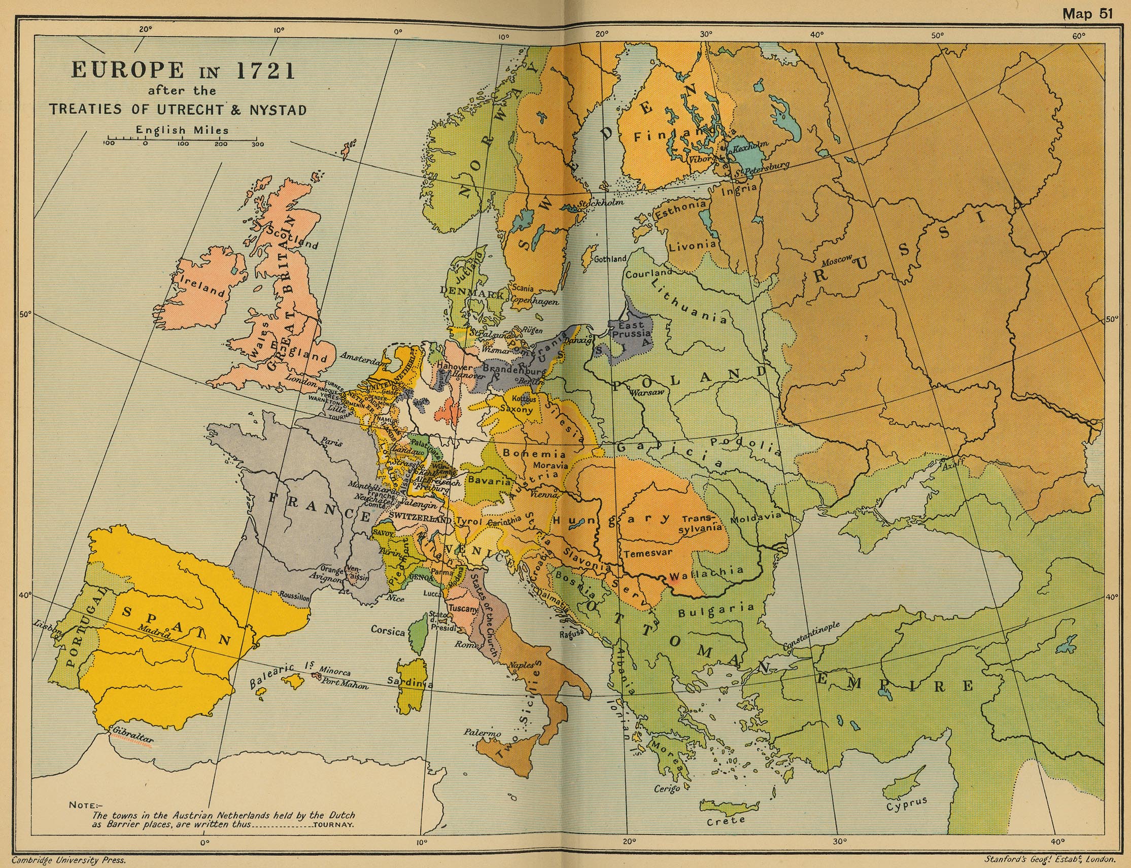 Europa En 1721 Despus De Los Tratados De Utrecht Y Nystad 