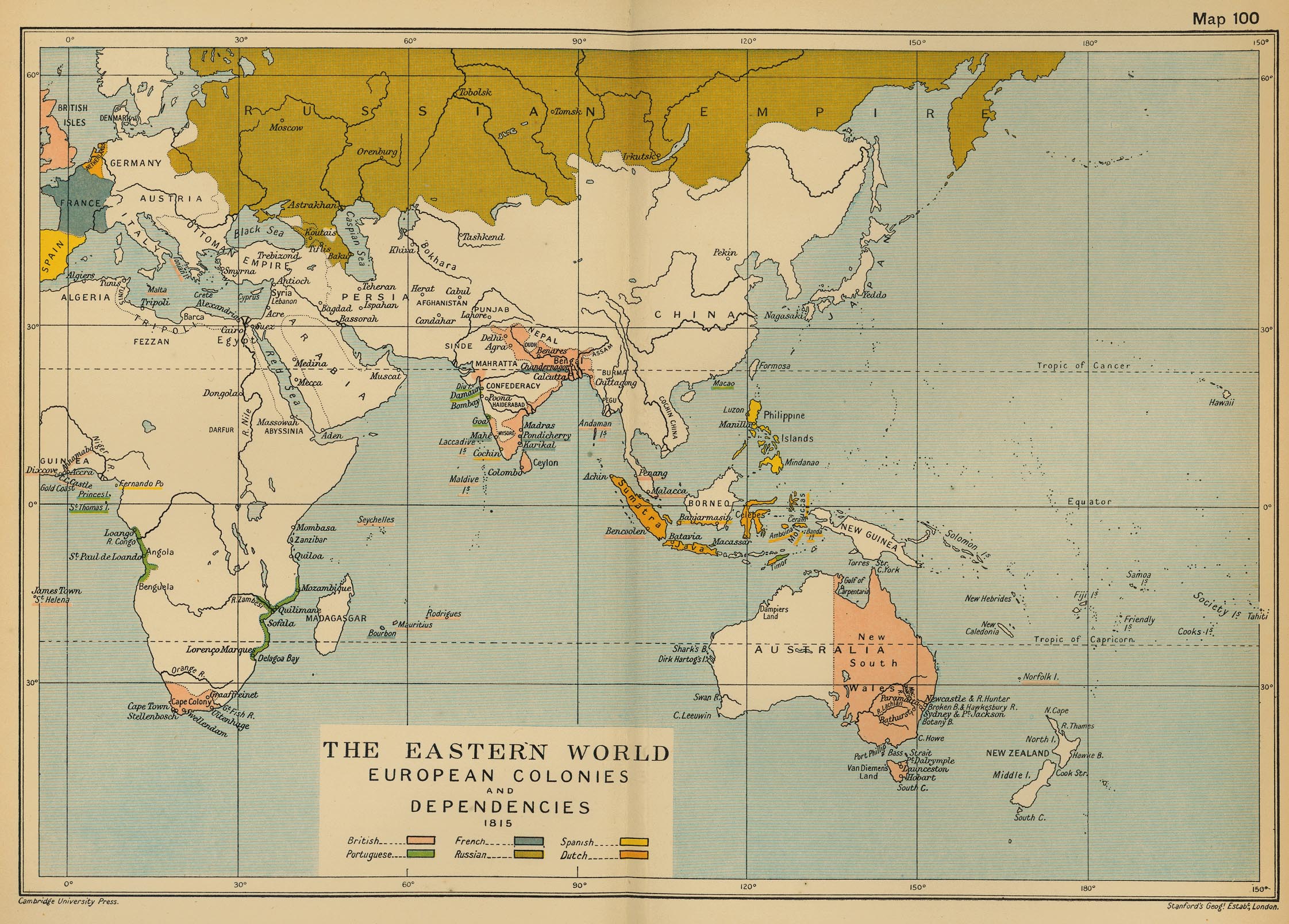 Colonias europeas en Asia y África 1815 Tamaño completo