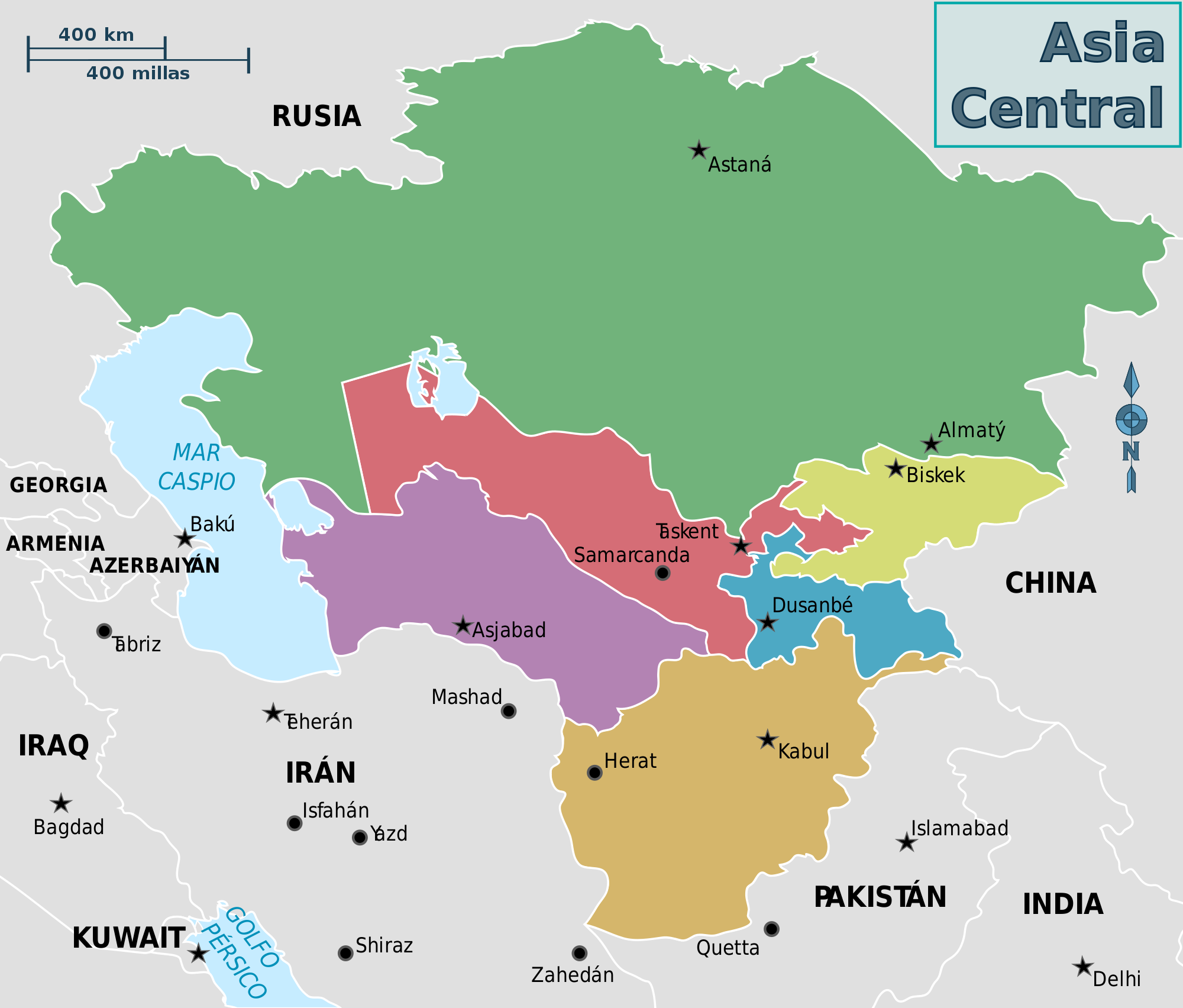 Central Asia Political Map Full Size