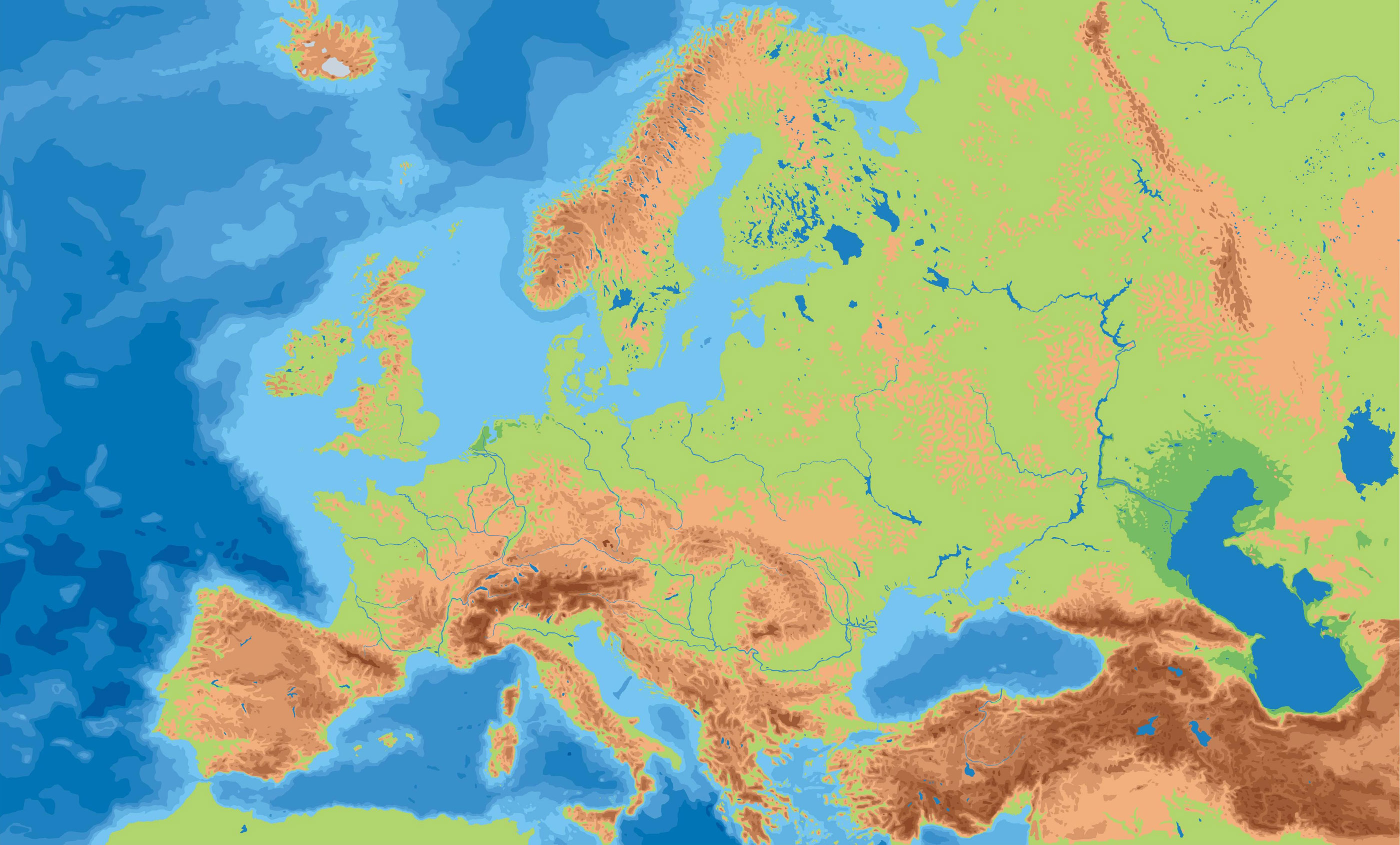 Europe Physical Map With Labels