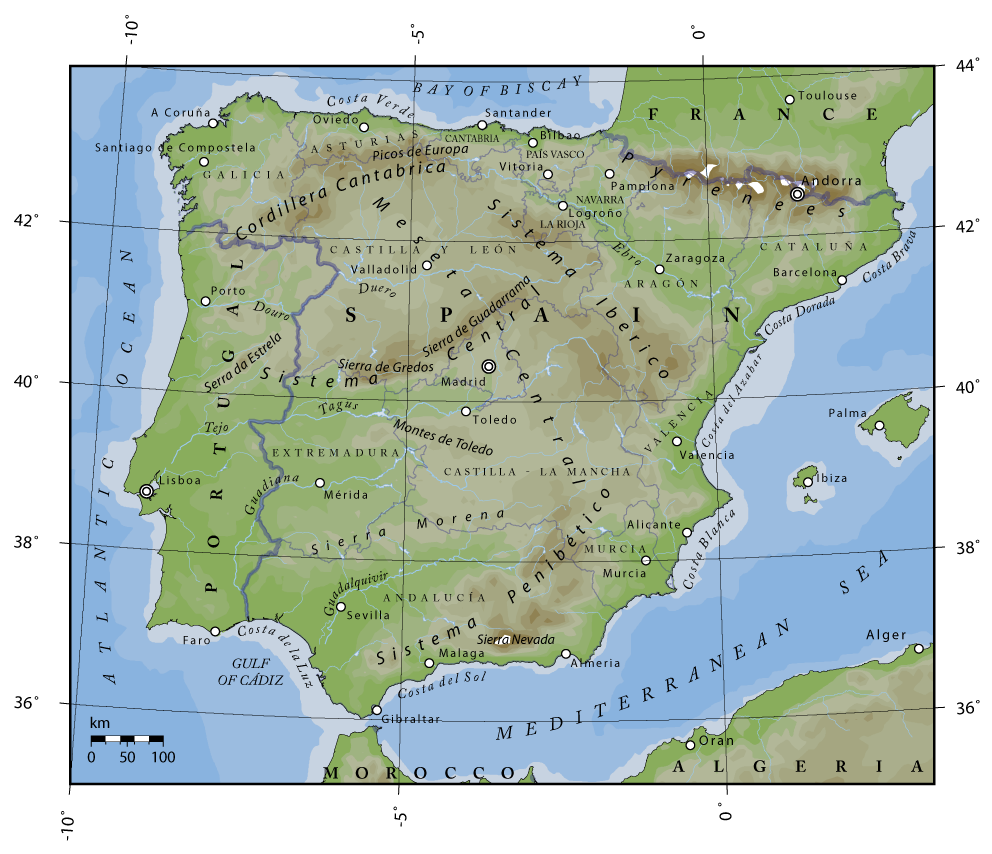 Mapa Topografico De Espana Tamano Completo Gifex