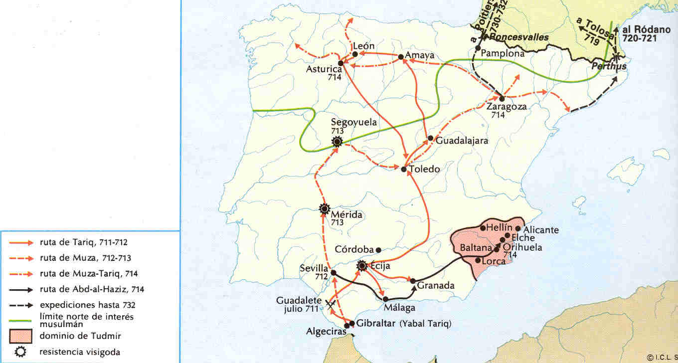 Invasión Musulmana De La Península Ibérica O Conquista árabe De Hispania Tamaño Completo 4681