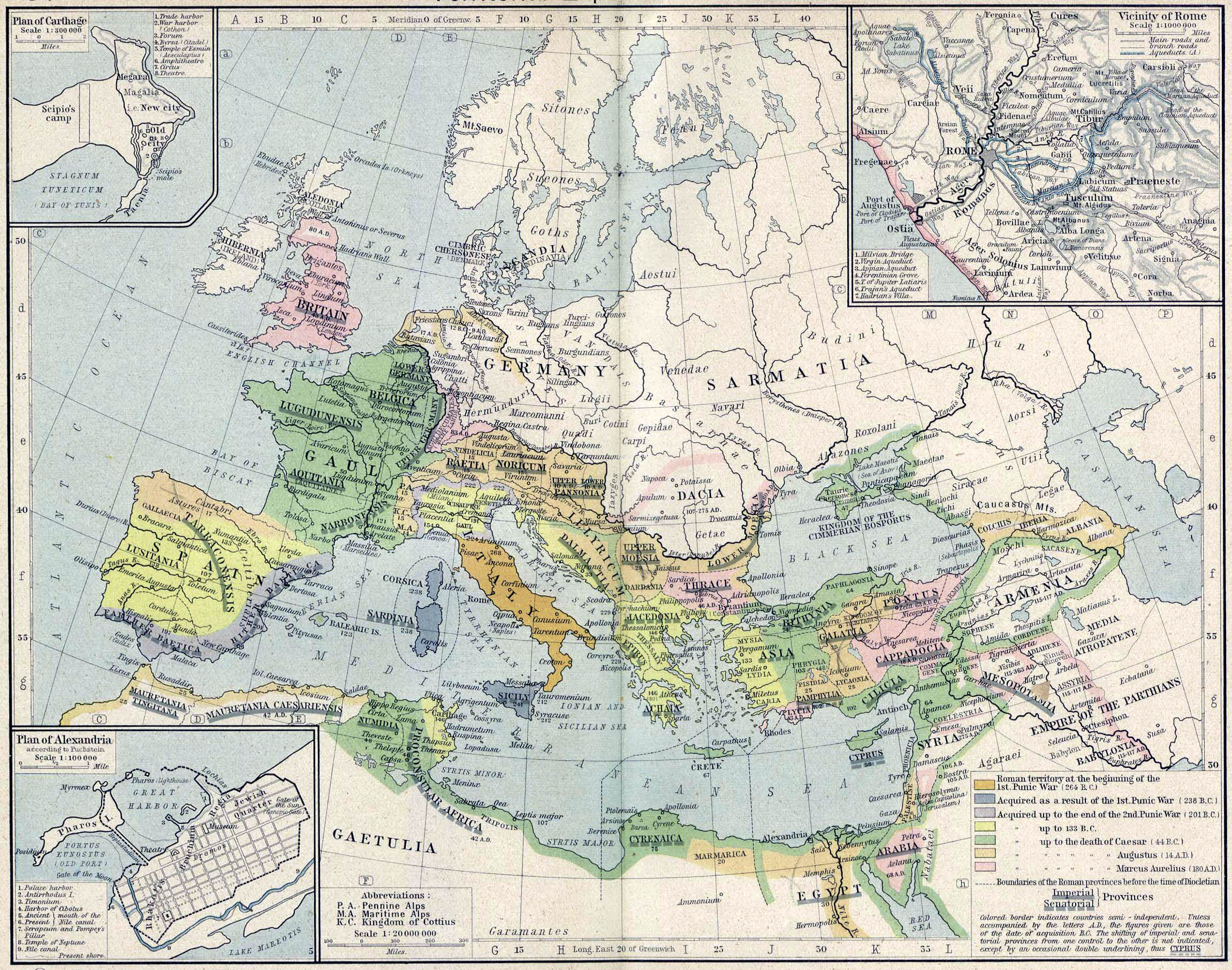 La expansión territorial de Roma 264 aC-192 dC - Tamaño completo | Gifex