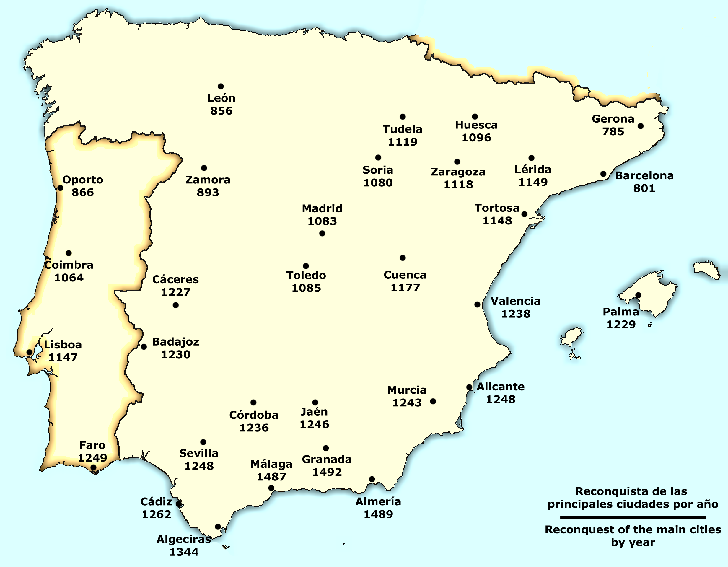 Reconquista of the main cities of the Iberian Peninsula 801-1492 - Full 