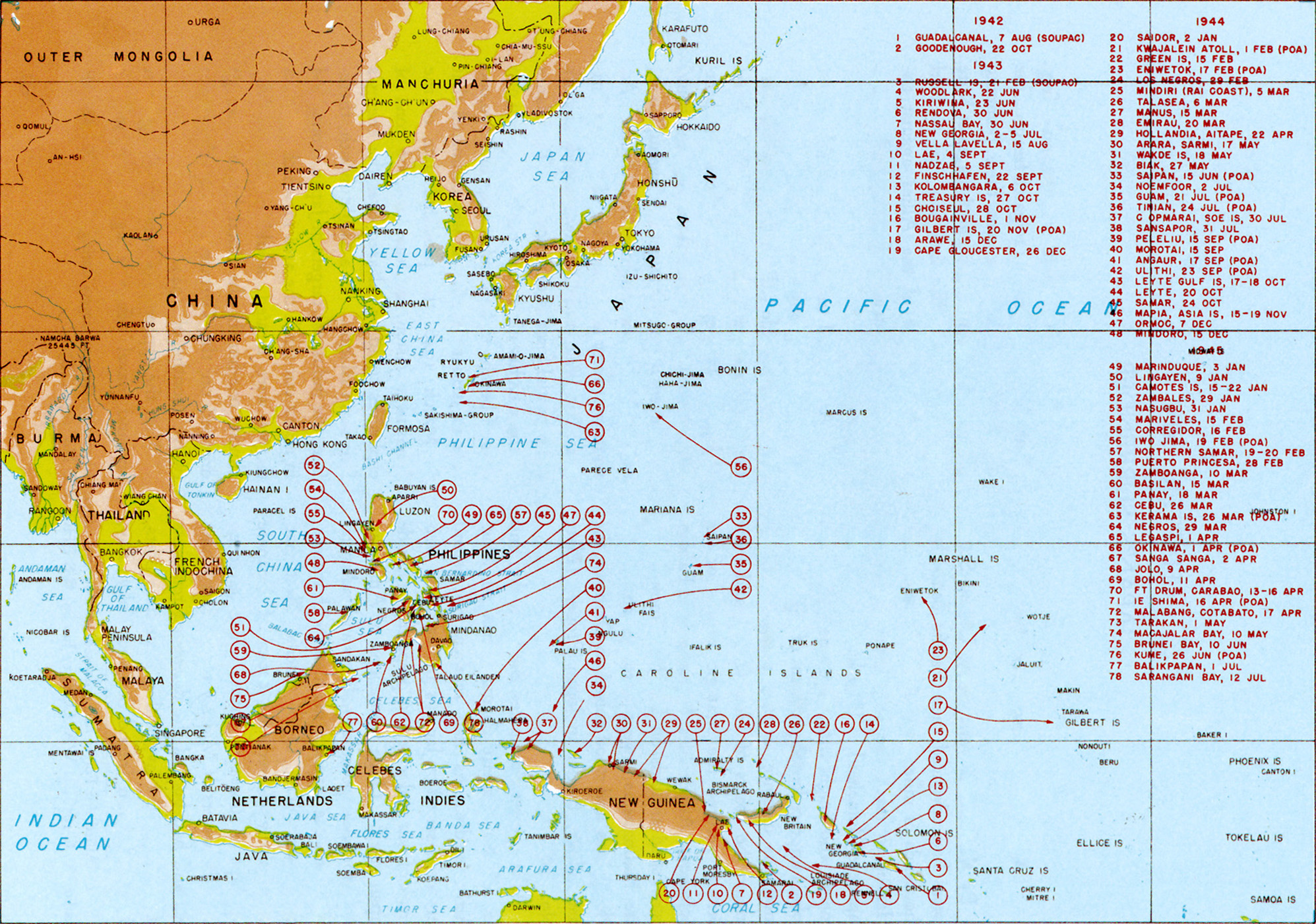 World War II in the Pacific 1942-1945 - Full size