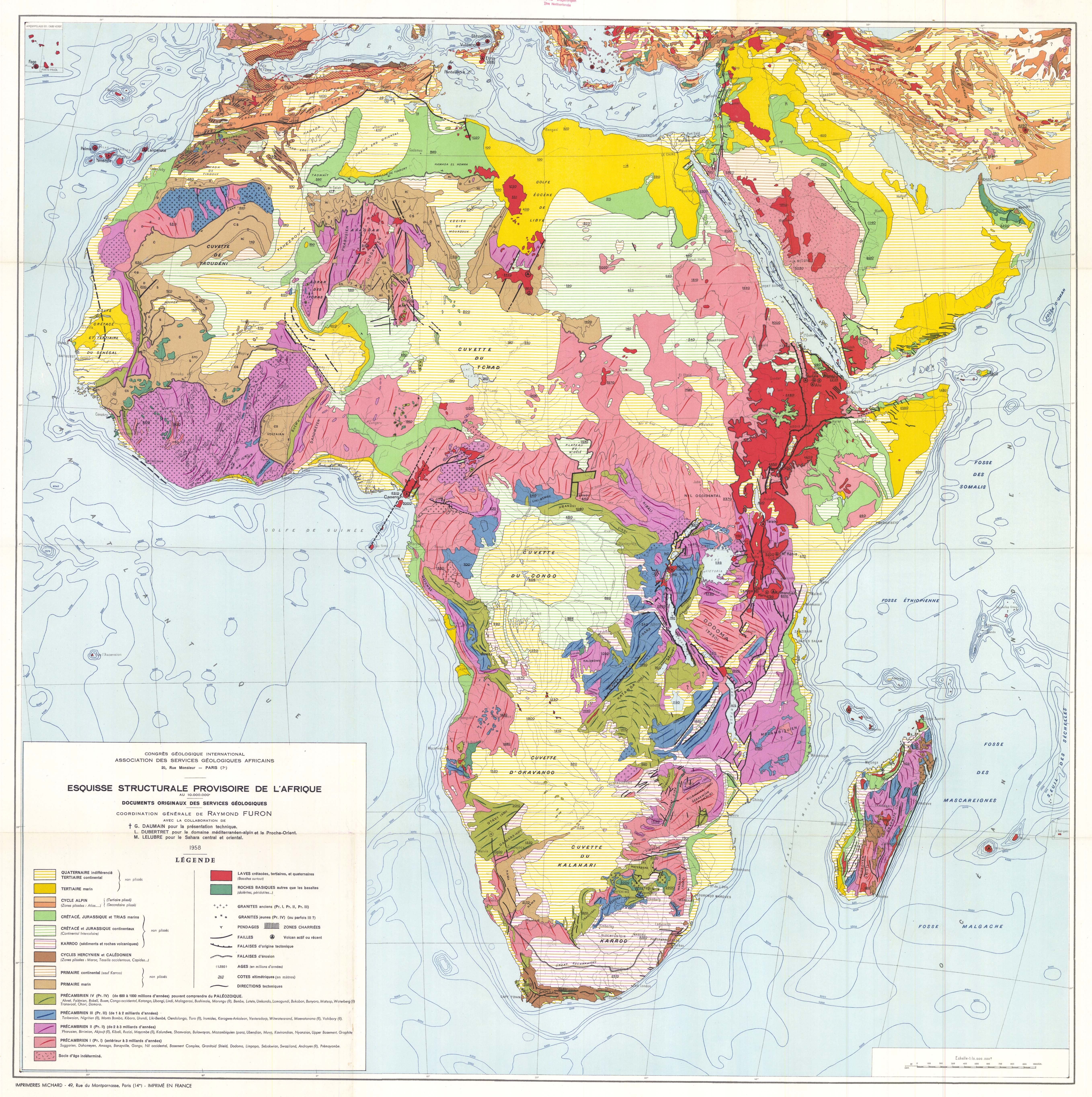 Africa Geological Map 1958 