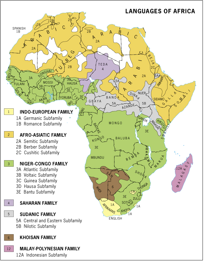 Principales idiomas de África - Tamaño completo