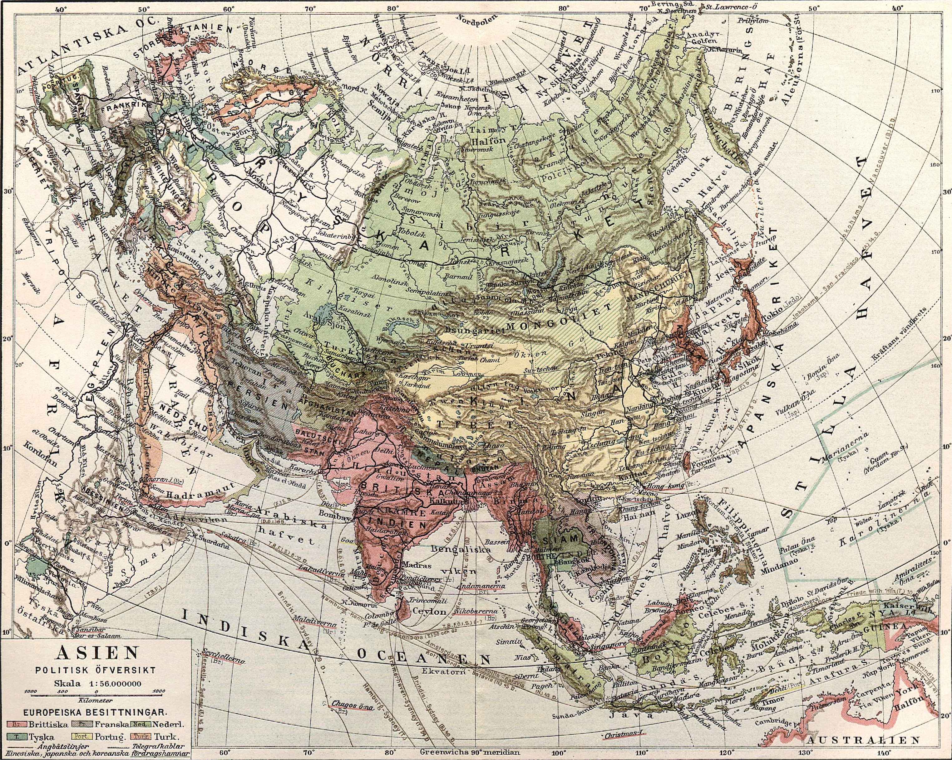 Asia Political Map 1904 - Full Size 