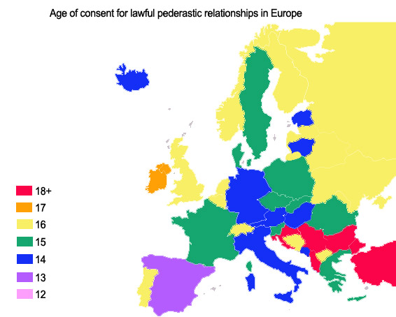 Age Of Consent Around The World Map 