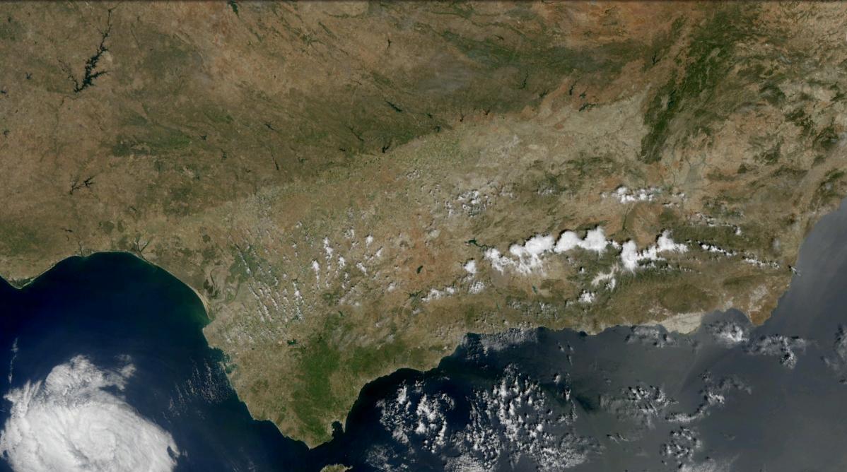 Mapa de Andalucía (satelital) Tamaño completo