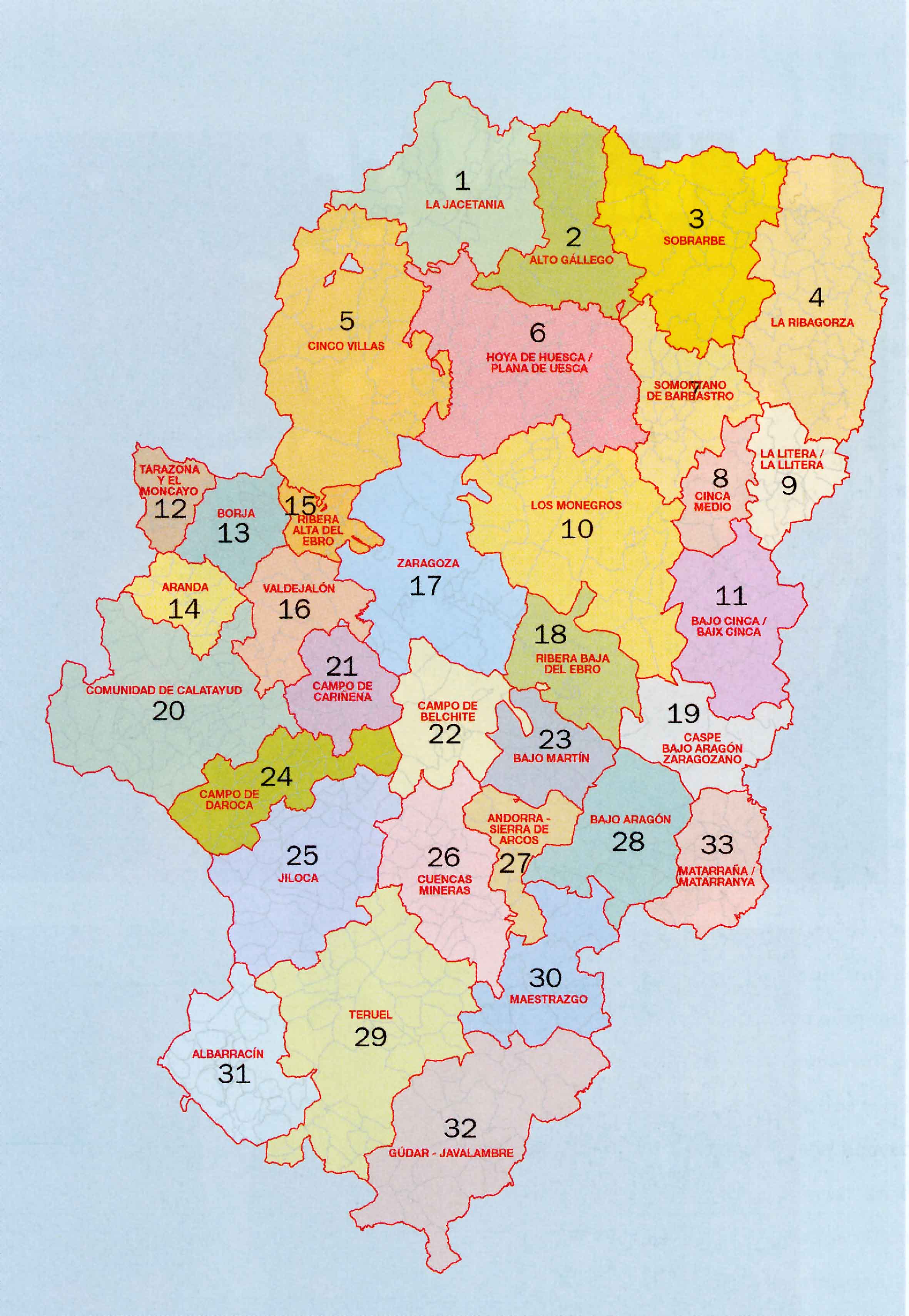 Comarcas de Aragón - Tamaño completo