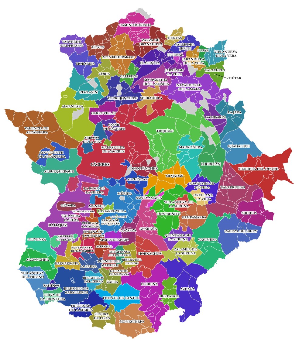 mapa politico de extremadura completo Zonas Educativas de Extremadura   Tamaño completo | Gifex