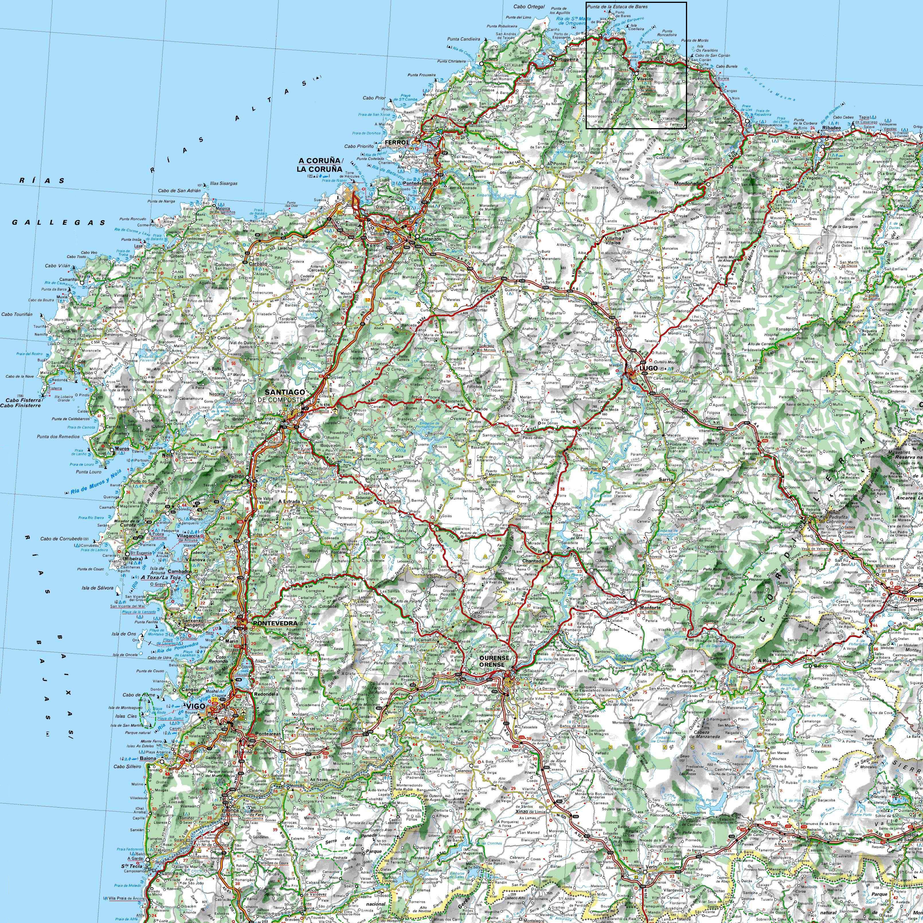 mapa carreteras pontevedra pdf Galicia road map   Full size | Gifex